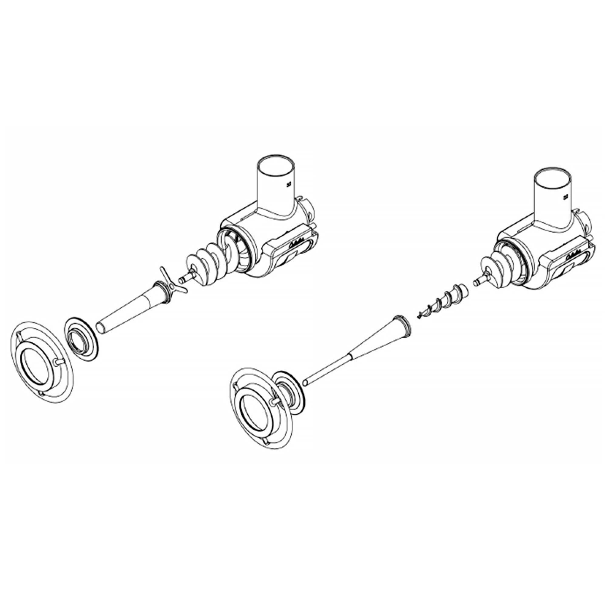 (6 pcs) Sausage Filler Set - Ø 23mm, 29mm and 39mm - compatible with Meat mincer FWFC550 - incl. Snack-stick funnel, auger and flange