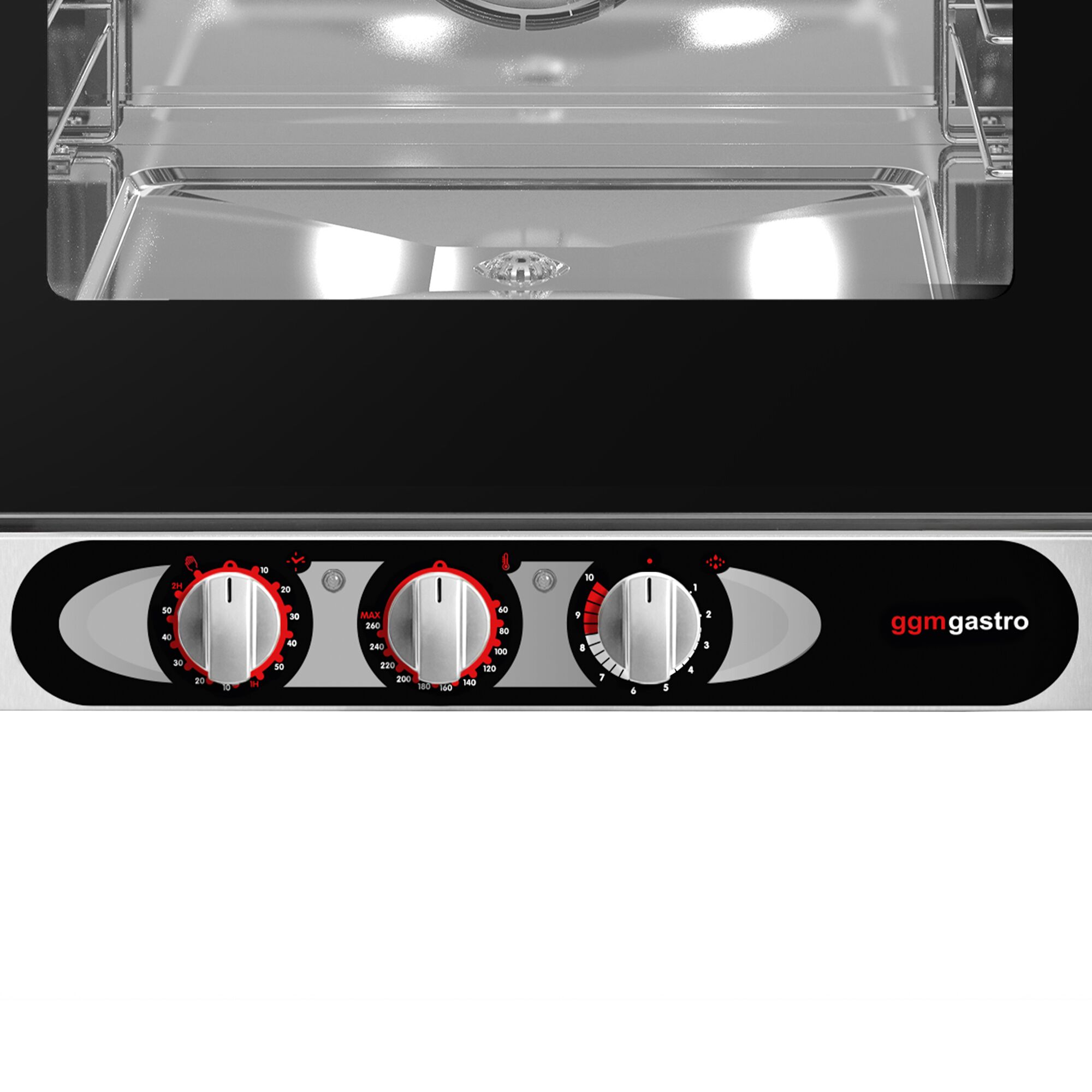 Electric Commercial Combi Oven - Manual Controls - 6x GN 1/1 or 6x EN 600x400 - incl. Condensate drip tray, Adjustable screw feet, Safety thermostat, Halogen lighting, Direct steam injection (adjustable), Humidity control, Preheat & cool-down functions