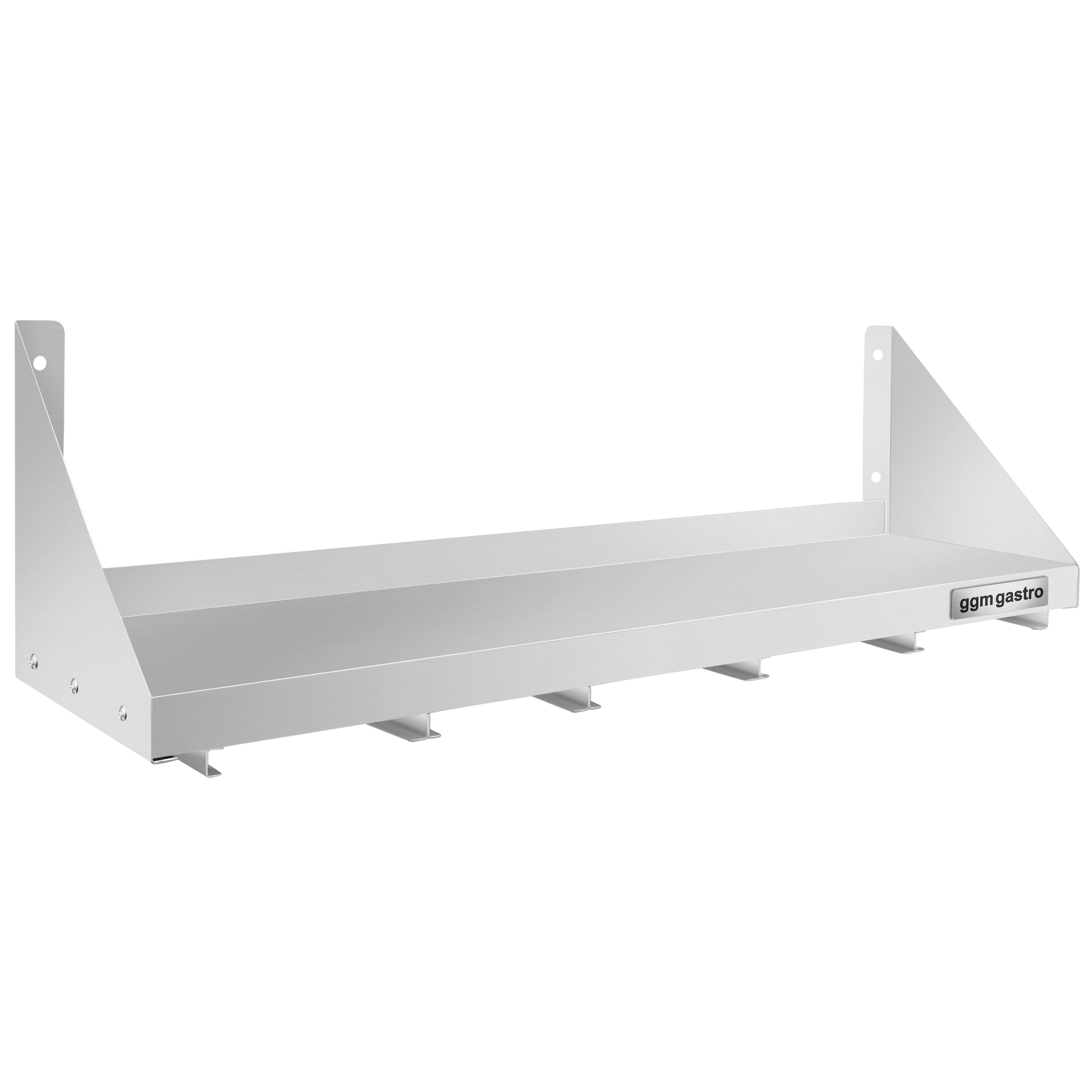 Étagère murale en inox pour Bacs GN 5x GN 1/6 - 1000x300mm - 1 niveaux - incl. glissières pour bacs GN
