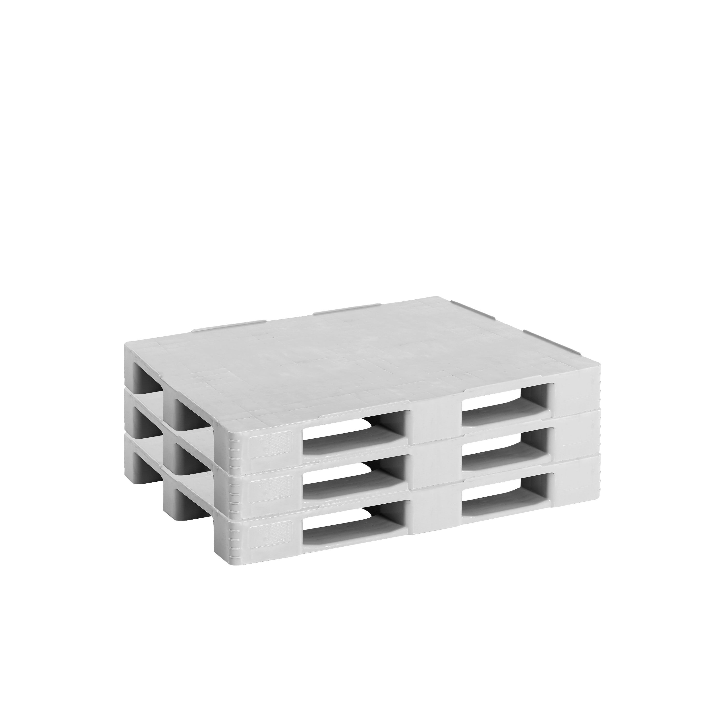 (3 pièces) Palette européenne EPAL en plastique – capacité de charge : 4000 kg – Gris