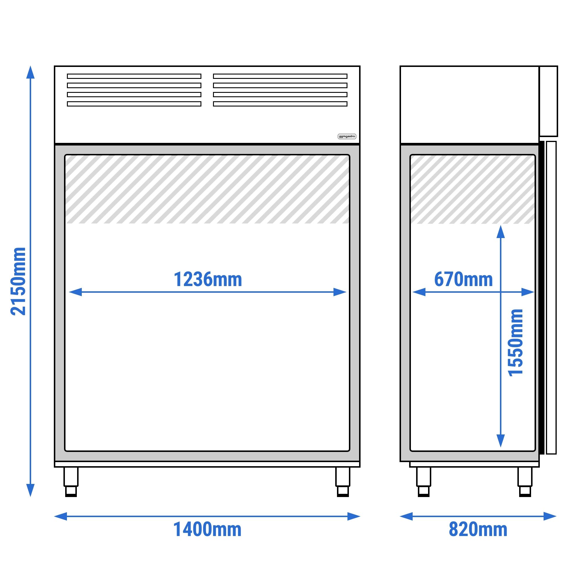 Armoire réfrigérée positive Inox AISI 304 PREMIUM - GN 2/1 - 1400 L - avec 2 portes
