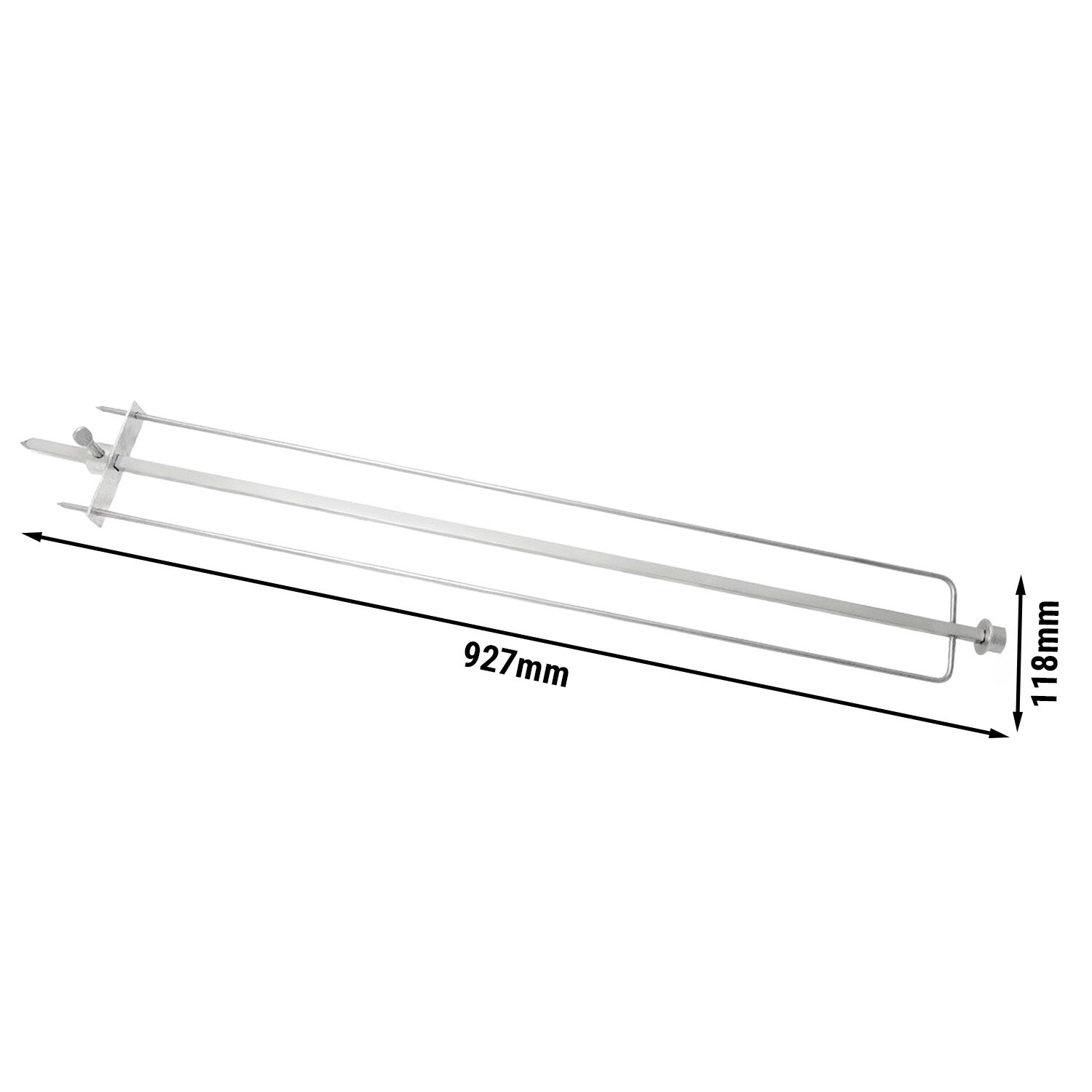 Stainless Steel Spit with Skewer for Chicken Grills - 118x960mm - Stainless Steel - for HGGM series