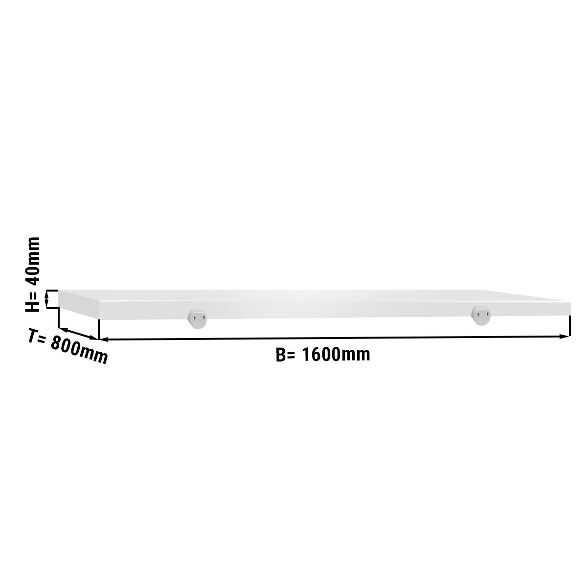 Schneideplatte für Arbeitstisch - 1600x800mm - HACCP-Konform - Weiß