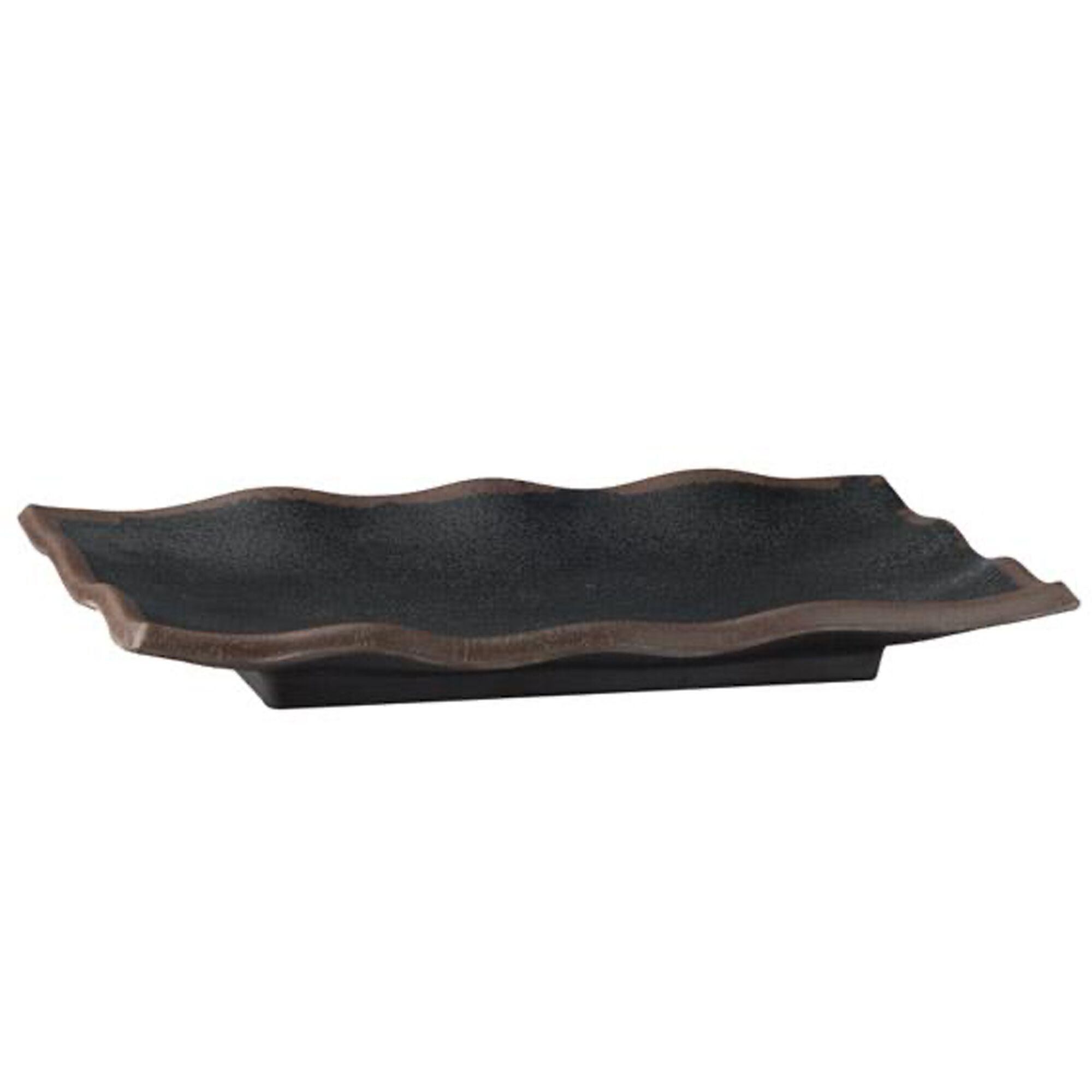 (6 pcs) Plateau de présentation - MARONE - Mélamine - 275x110mm - Hauteur:20mm - Noir/Brun - empilable, compatible lave-vaisselle