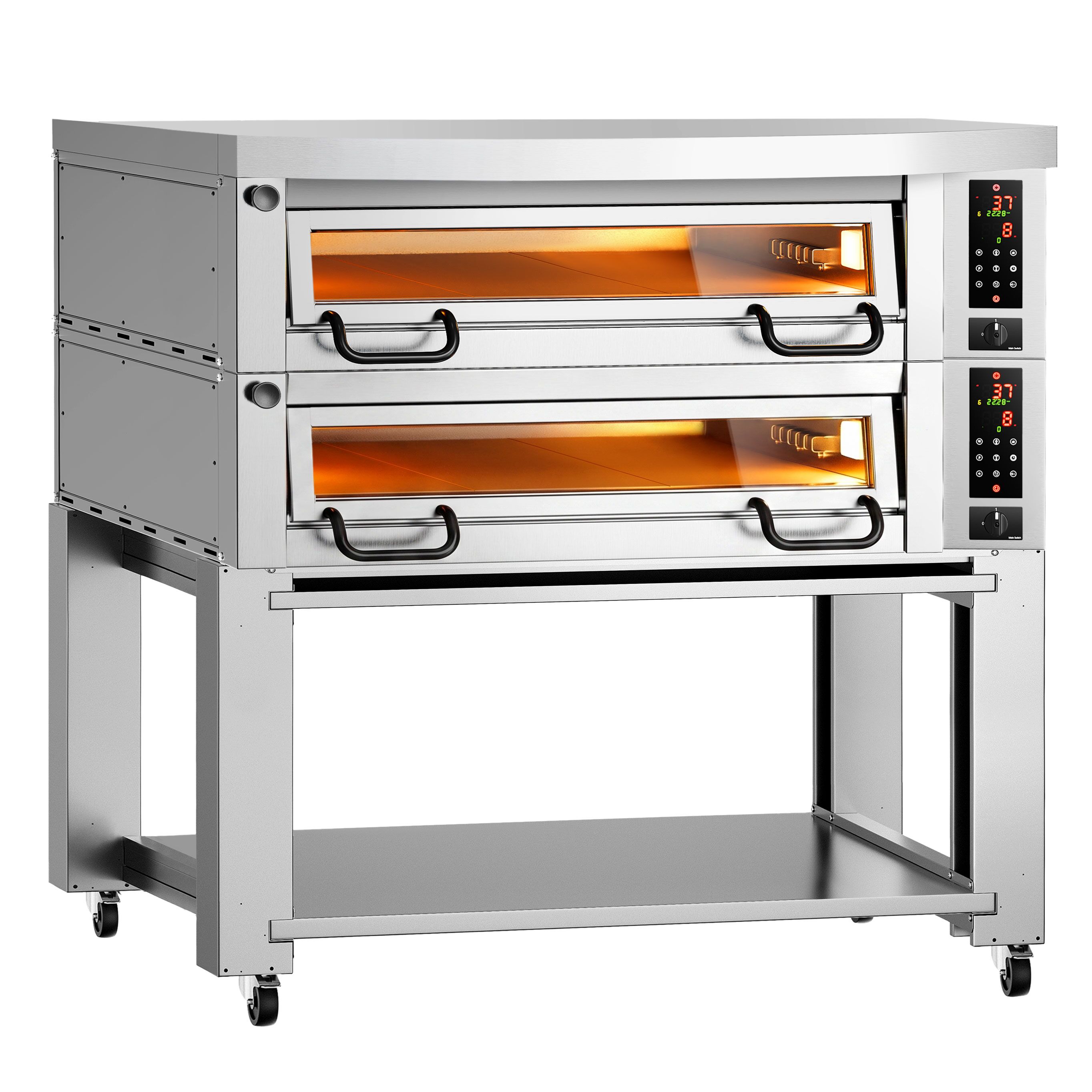 Elektro Pizzaofen Power - 9+9x 34cm - Digital - inkl. Haube, Untergestell & Rollen