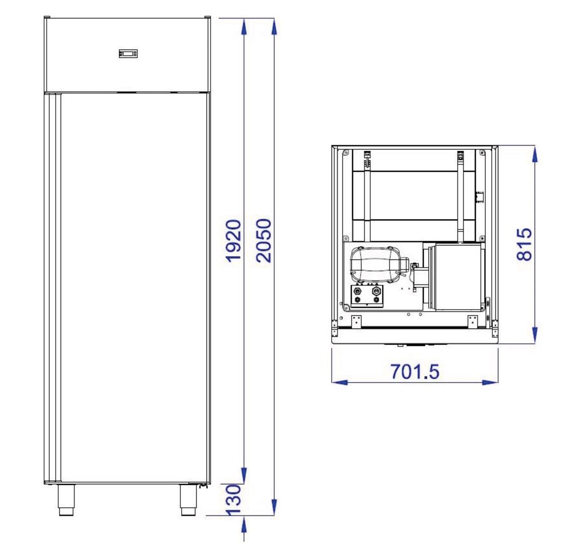 Tiefkühlschrank Edelstahl PREMIUM - GN 2/1 - 700 Liter - mit 1 Tür