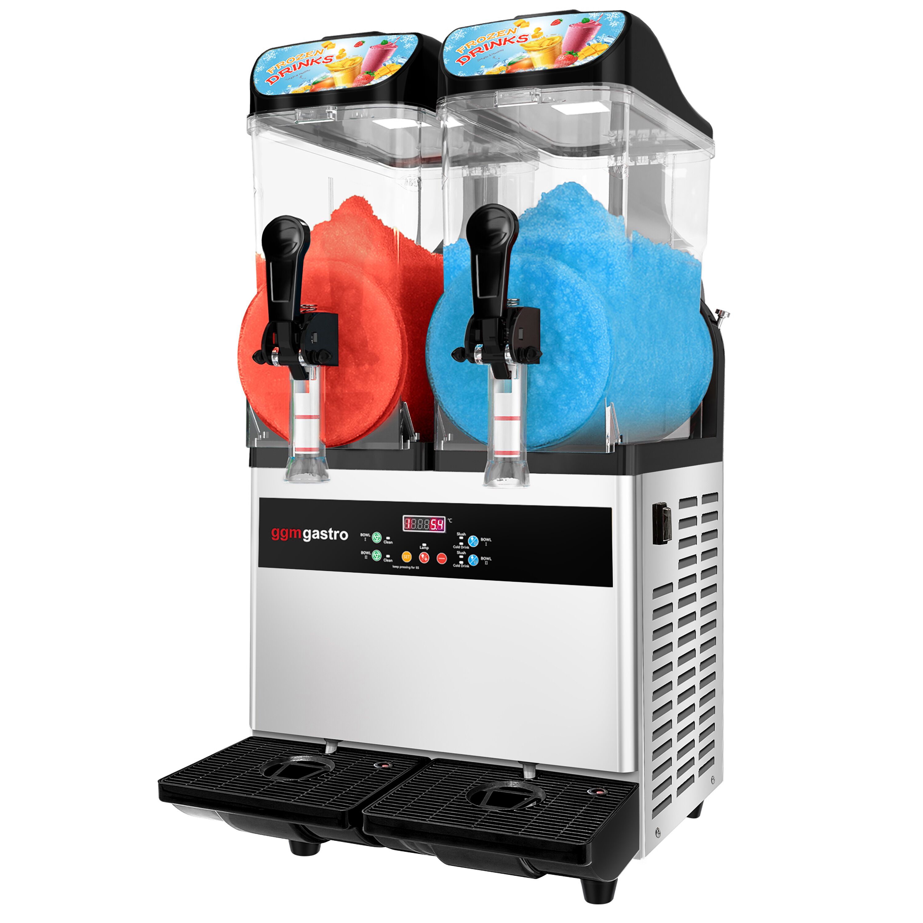Slush-Maschine - 2x 12 Liter - 850 Watt - Digital - Schwarz/Silber