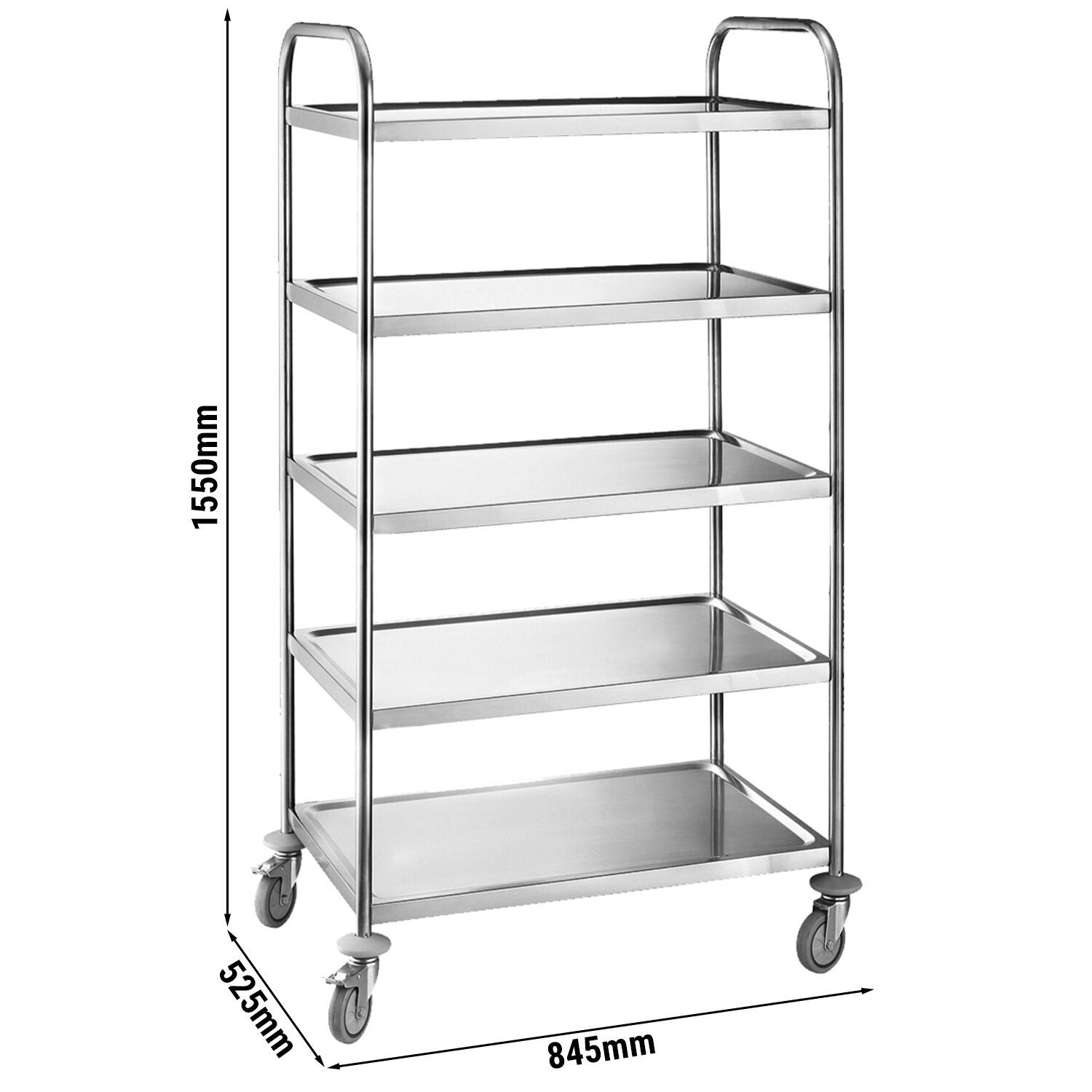 Chariot de service – 845 × 525 mm – avec 5 surfaces de rangement