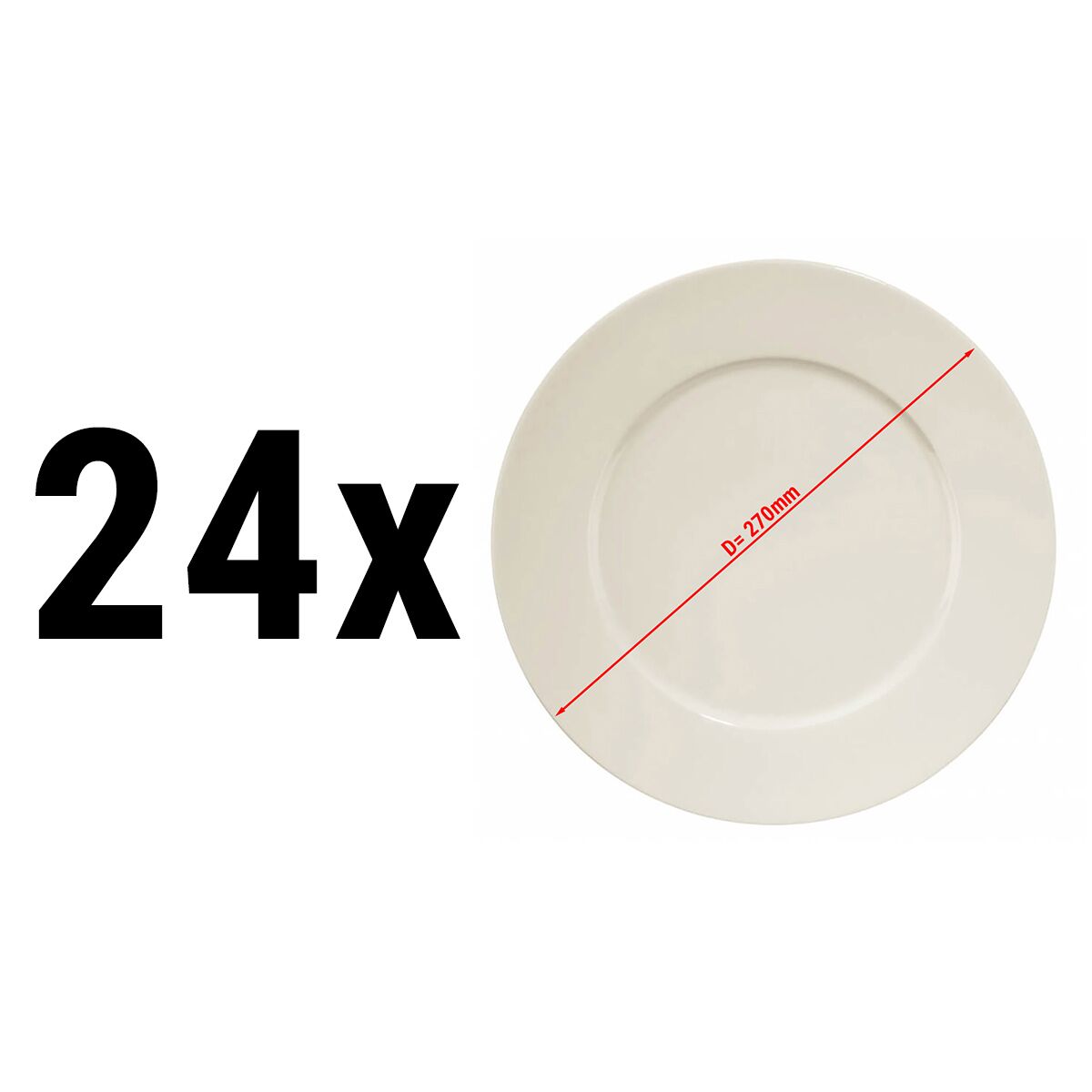 (24 pièces) PERA Creme - Assiette - Plate - Ø 270 mm - Crème