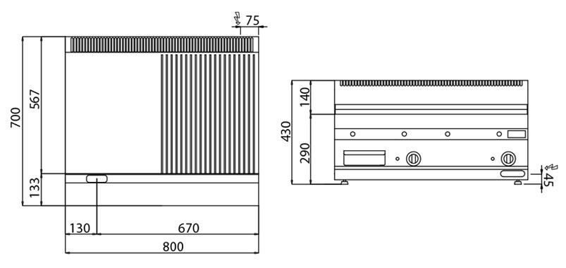 Plaque de cuisson électrique - 7,1 kW - lisse & rainurée