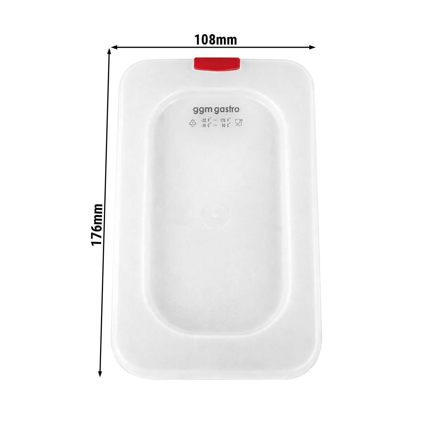 (6 pièces) Couvercle GN en Polypropylène 1/9 - Transparent - 176 x 108 mm - Hauteur: 13 mm