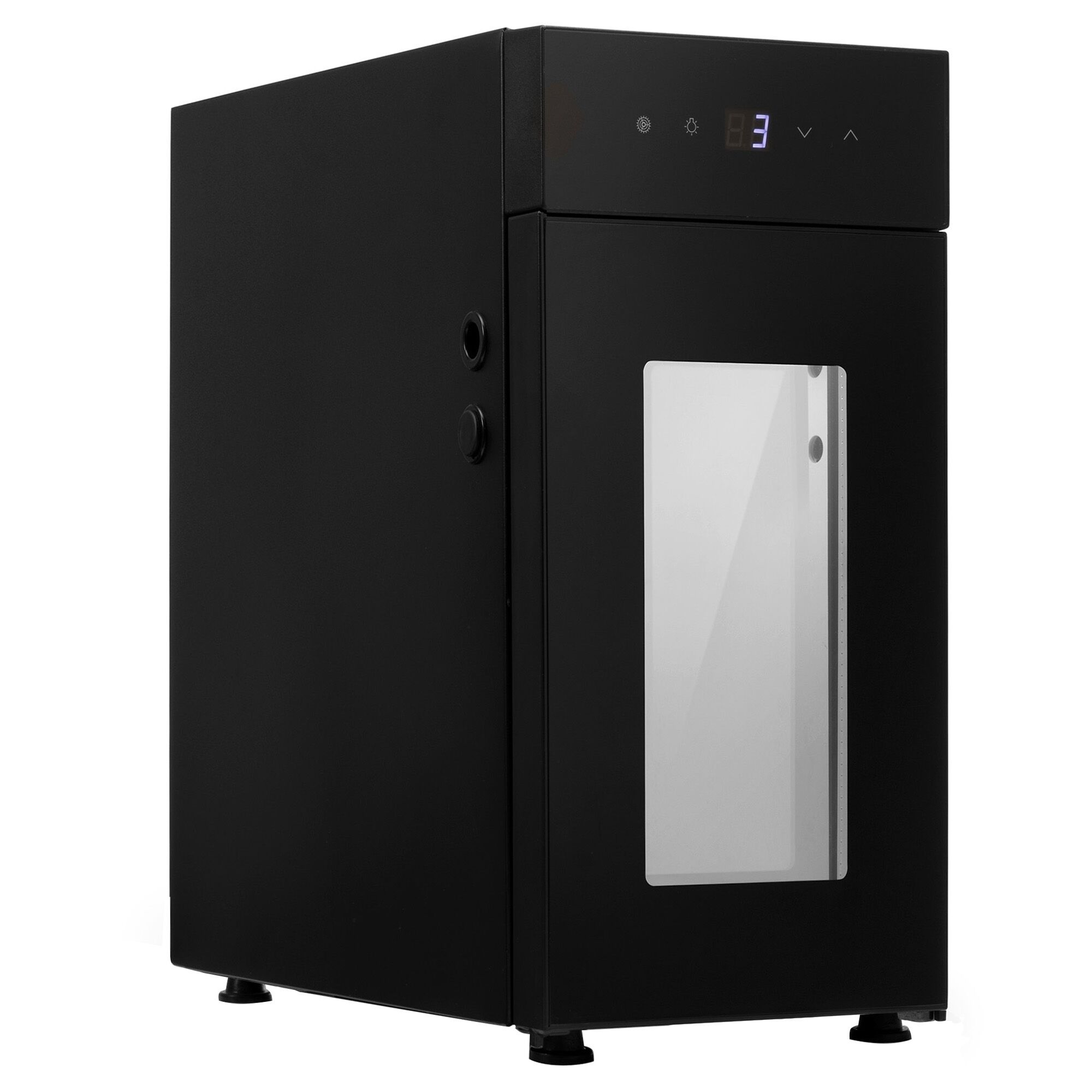 Réfrigérateur à lait pour machine à café - 220mm - 8.5 L - 1 porte vitrée - éclairage LED - affichage digital de la température - avec orifice d’alimentation en lait - Noir - 0 à +4 °C