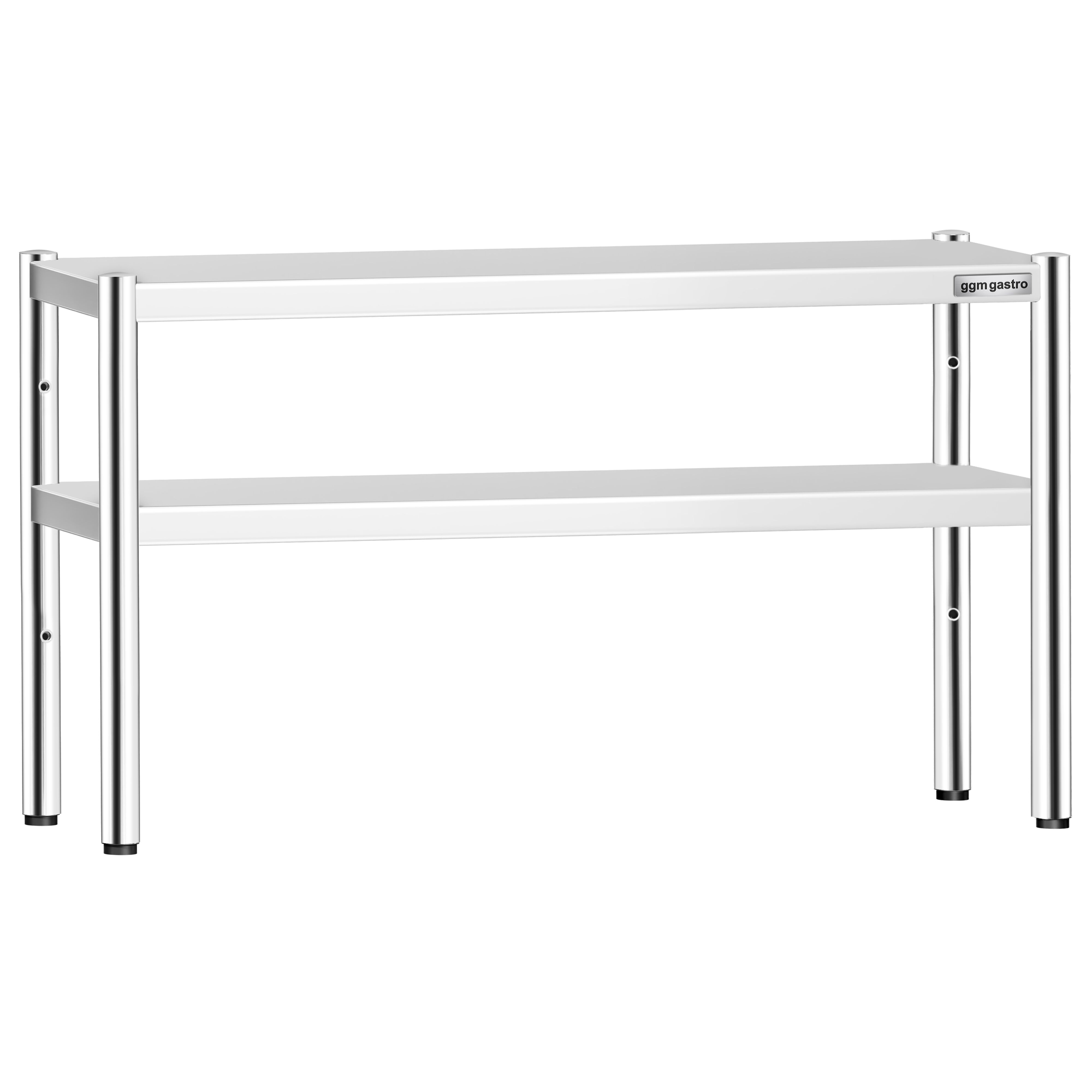 Étagère supérieure en inox – 2 niveaux – 1400 × 370 mm – hauteur réglable