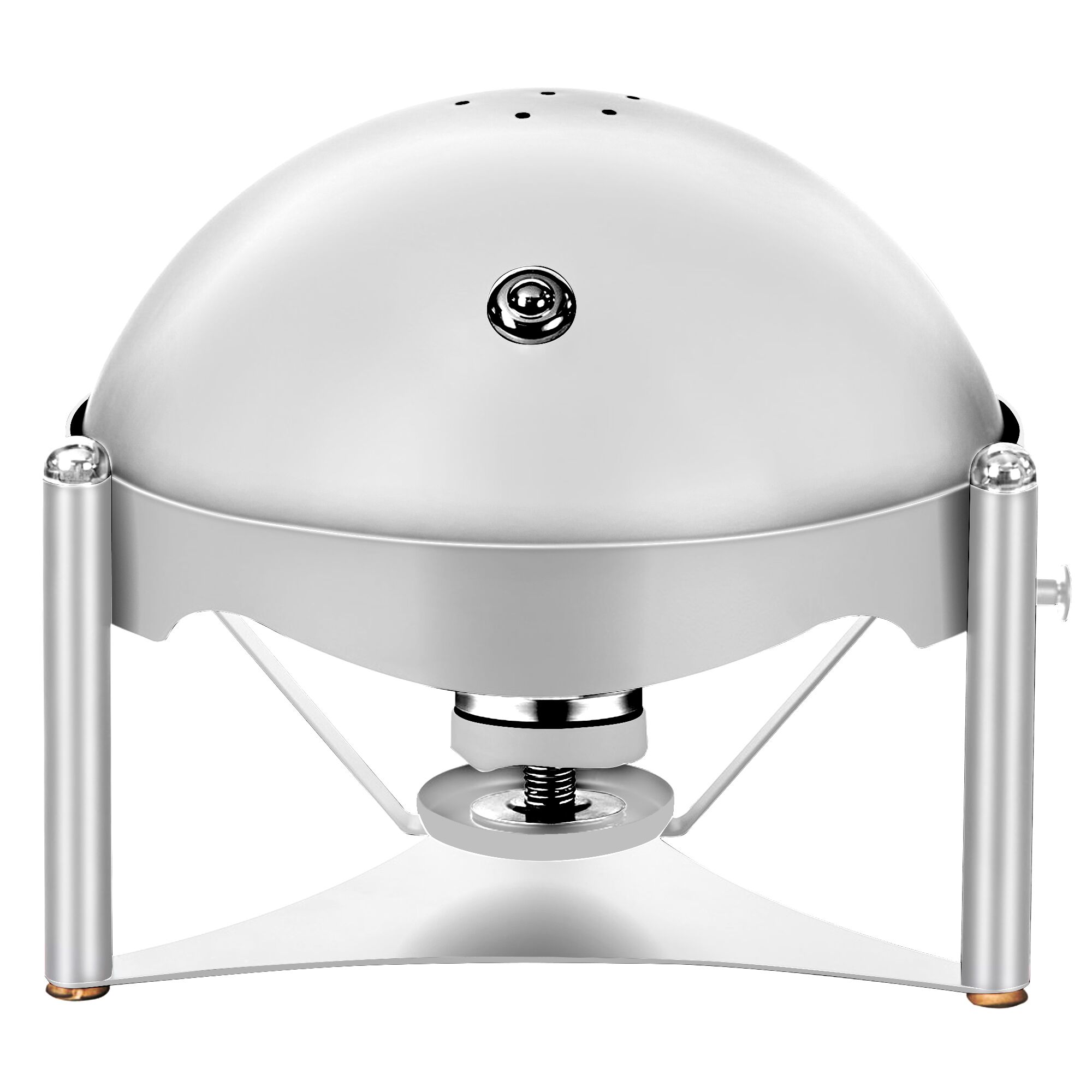 Chafing dish - Rond - avec couvercle roll top - Finition chromée