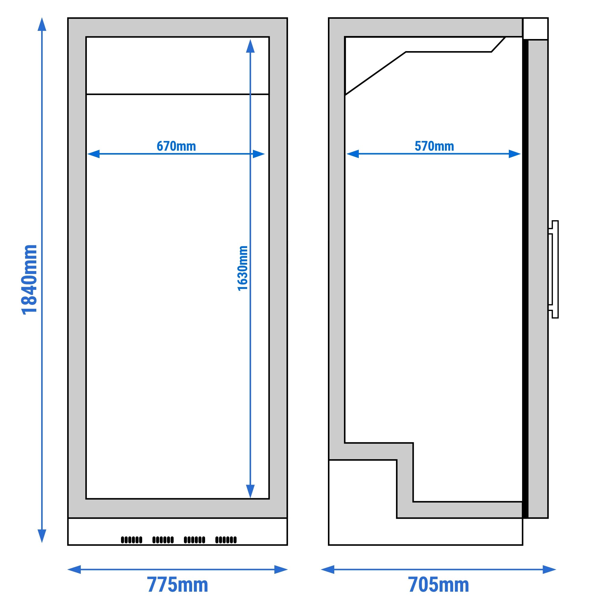 Réfrigérateur de stockage inox ECO – 580 litres – avec 1 porte vitrée