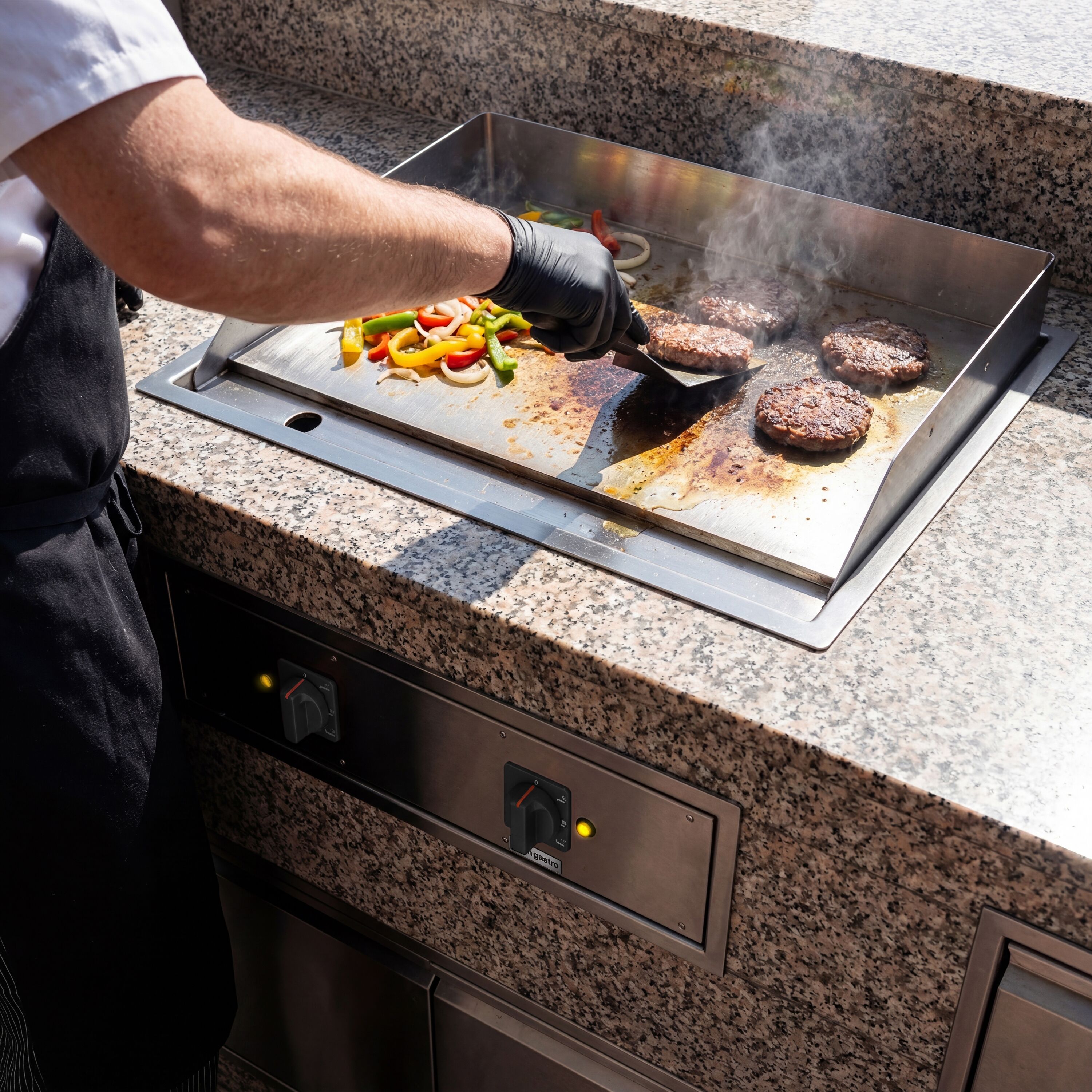 Plancha électrique - plaque acier - 9,0 kW - Lisse - Surface de cuisson : 744x484mm