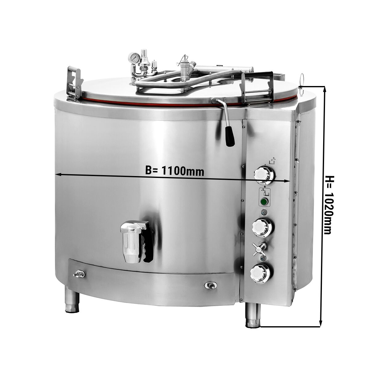 Gas Boiling Pan - 400L - 45kW - Indirect Heating - with Water Connection