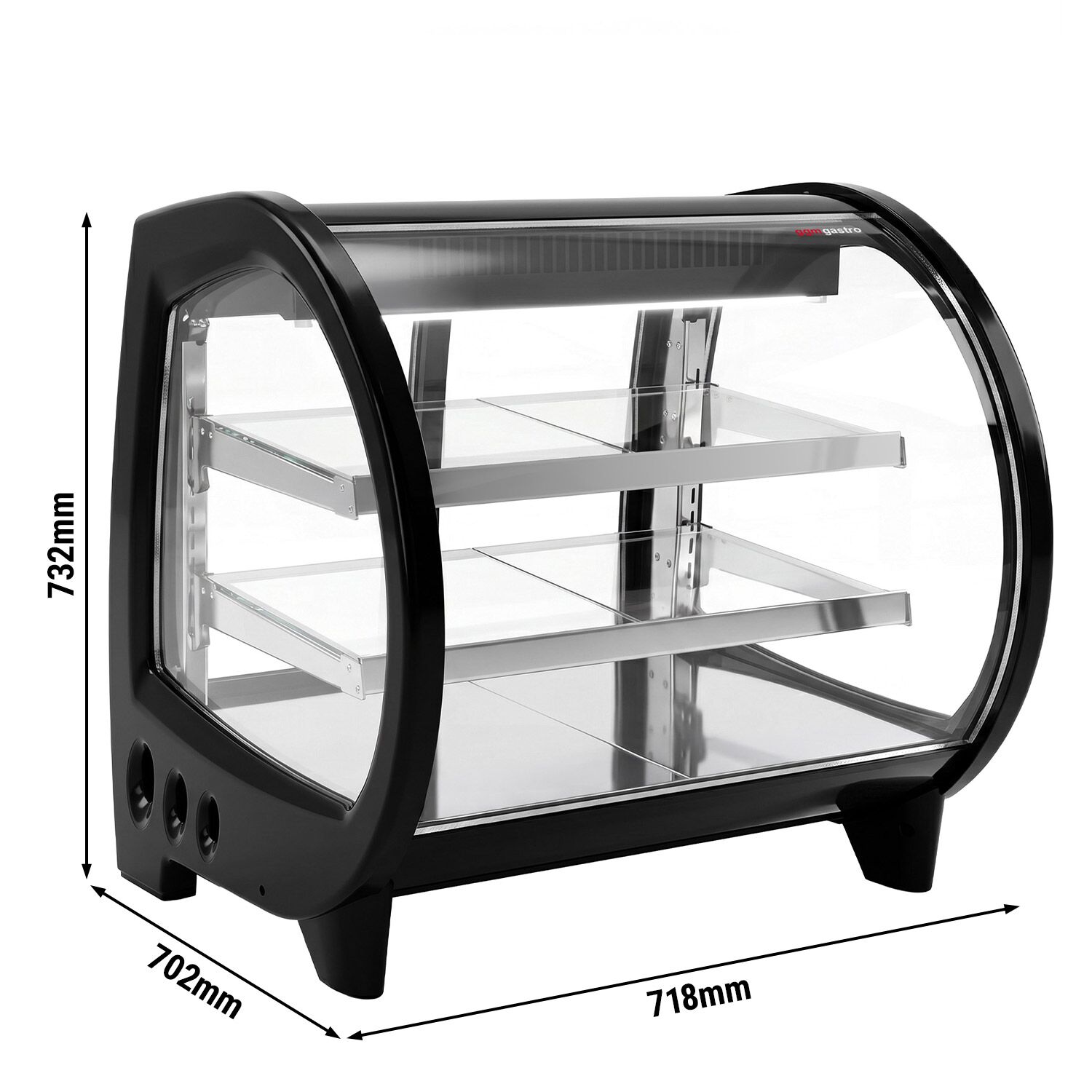 Tisch-Kühlvitrine - 188 Liter - 718mm - mit 2 Ablagen - LED Beleuchtung
