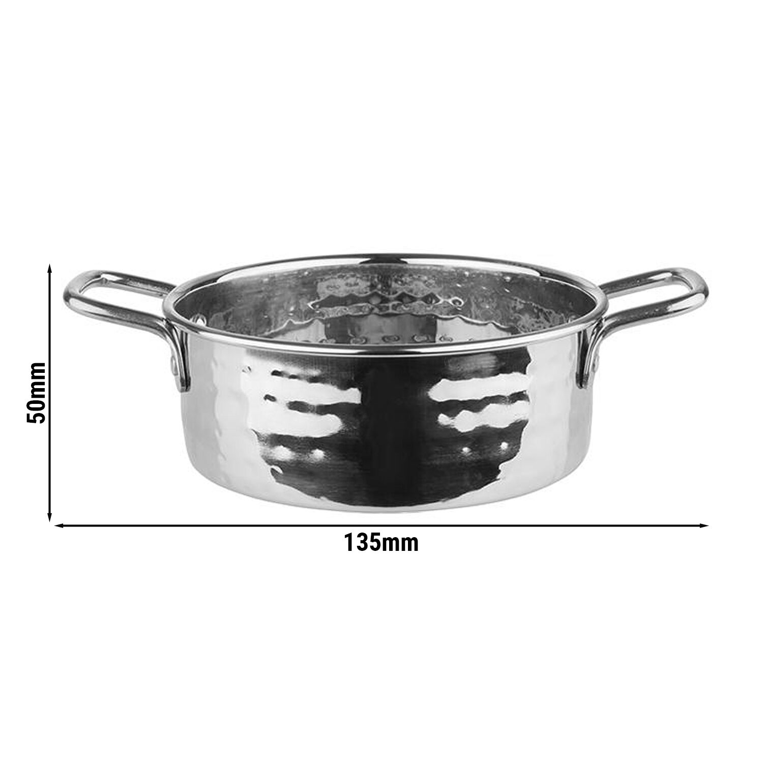 (6 pcs) Mini poêlon MUMBAI - Acier inoxydable - 0,55L - Ø135mm - Hauteur:50mm