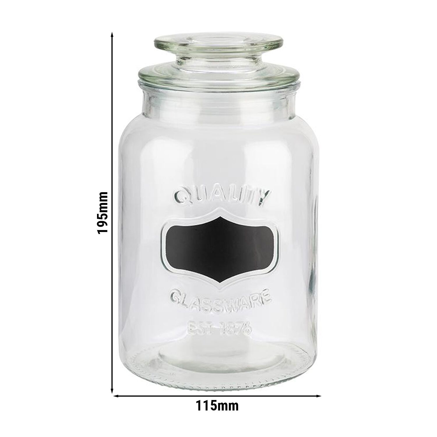 (6 pcs) Gobelet - NOTE - 1,2 Liter - Transparent - incl. couvercle en verre avec joint & zone d’étiquetage
