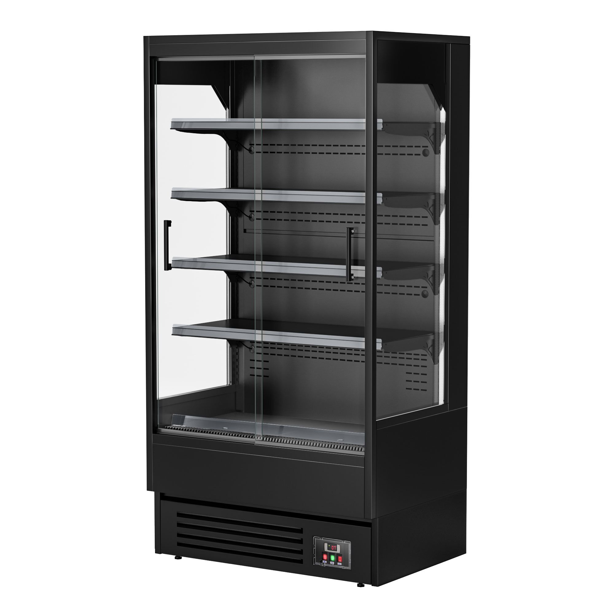 Vitrine murale réfrigérée - 1002mm - 440L - avec 2 portes coulissantes vitrées & 4 étagères - arrière fermé - Noir