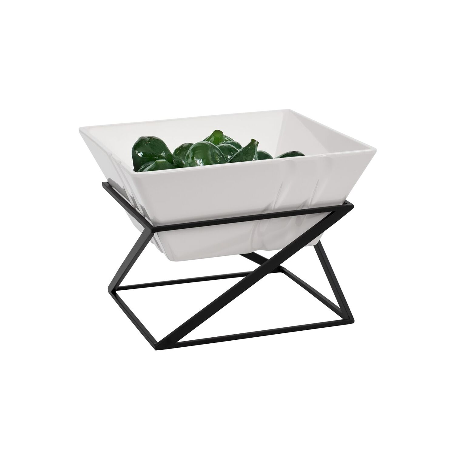 Présentoir buffet / étagère - noir - incl. 1 bol en mélamine - rectangulaire