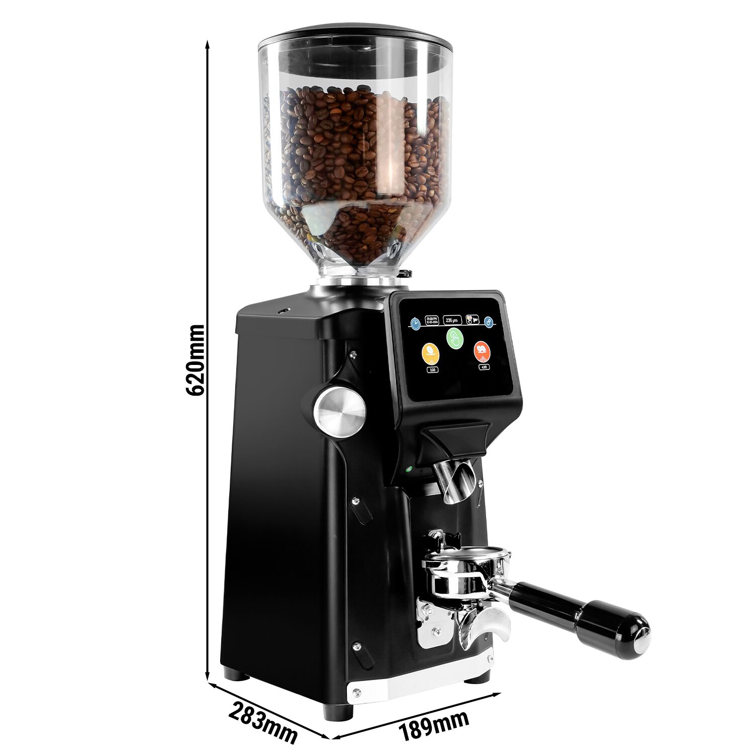 Moulin à café – 1,2 kg – meule plate Ø 83 mm – détection automatique du porte-filtre – Noir