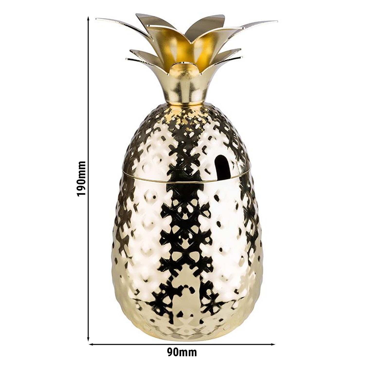 (6 pcs) Gobelet à milkshake PINEAPPLE - 500ml - Or - avec Couvercle