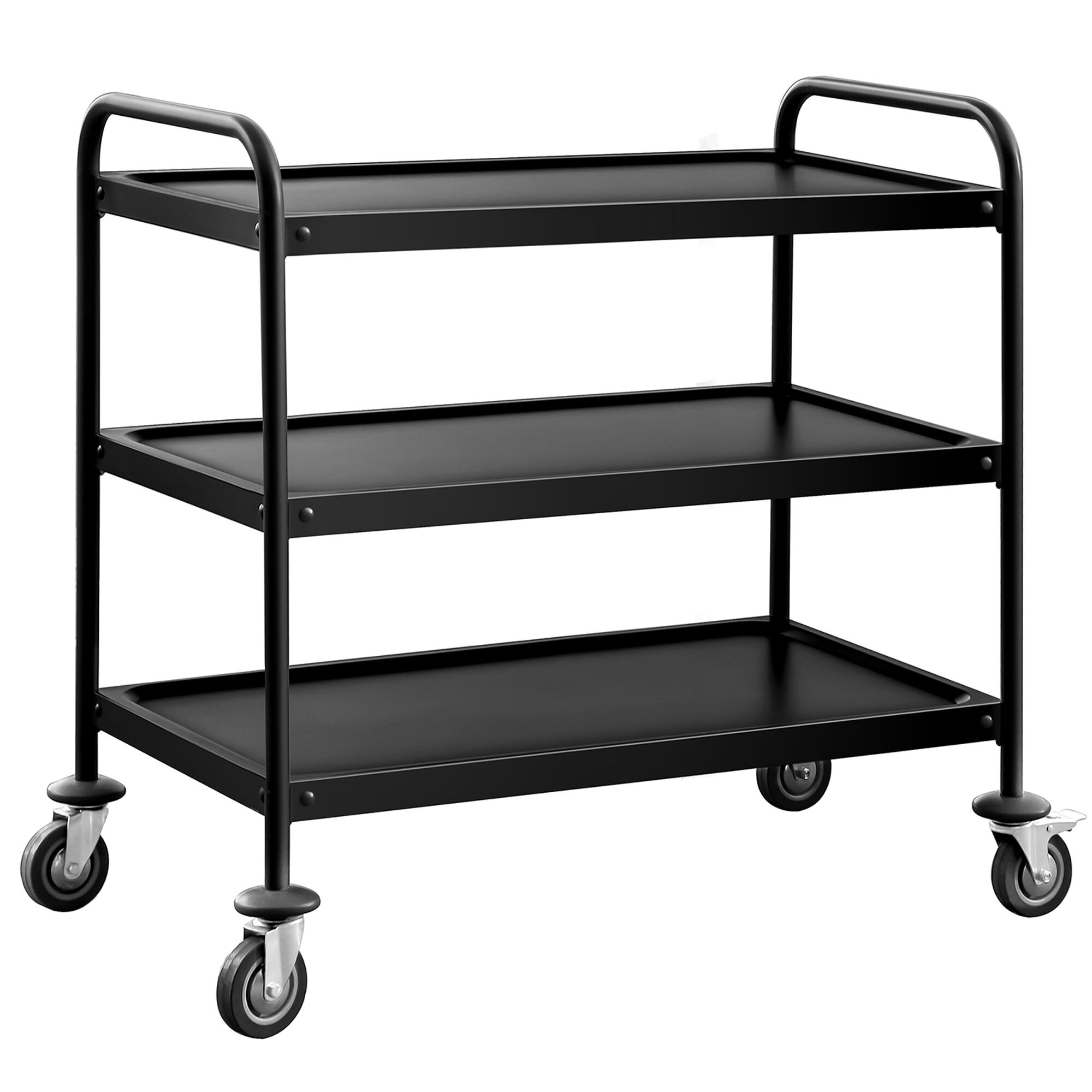 Chariot de service – 1000x500 mm – avec 3 surfaces de rangement – Noir
