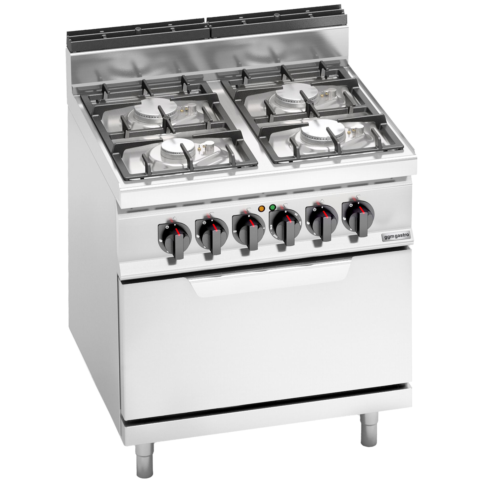 Fourneau à gaz – 21,5 kW – 4 brûleurs – avec four électrique statique – 7,5 kW