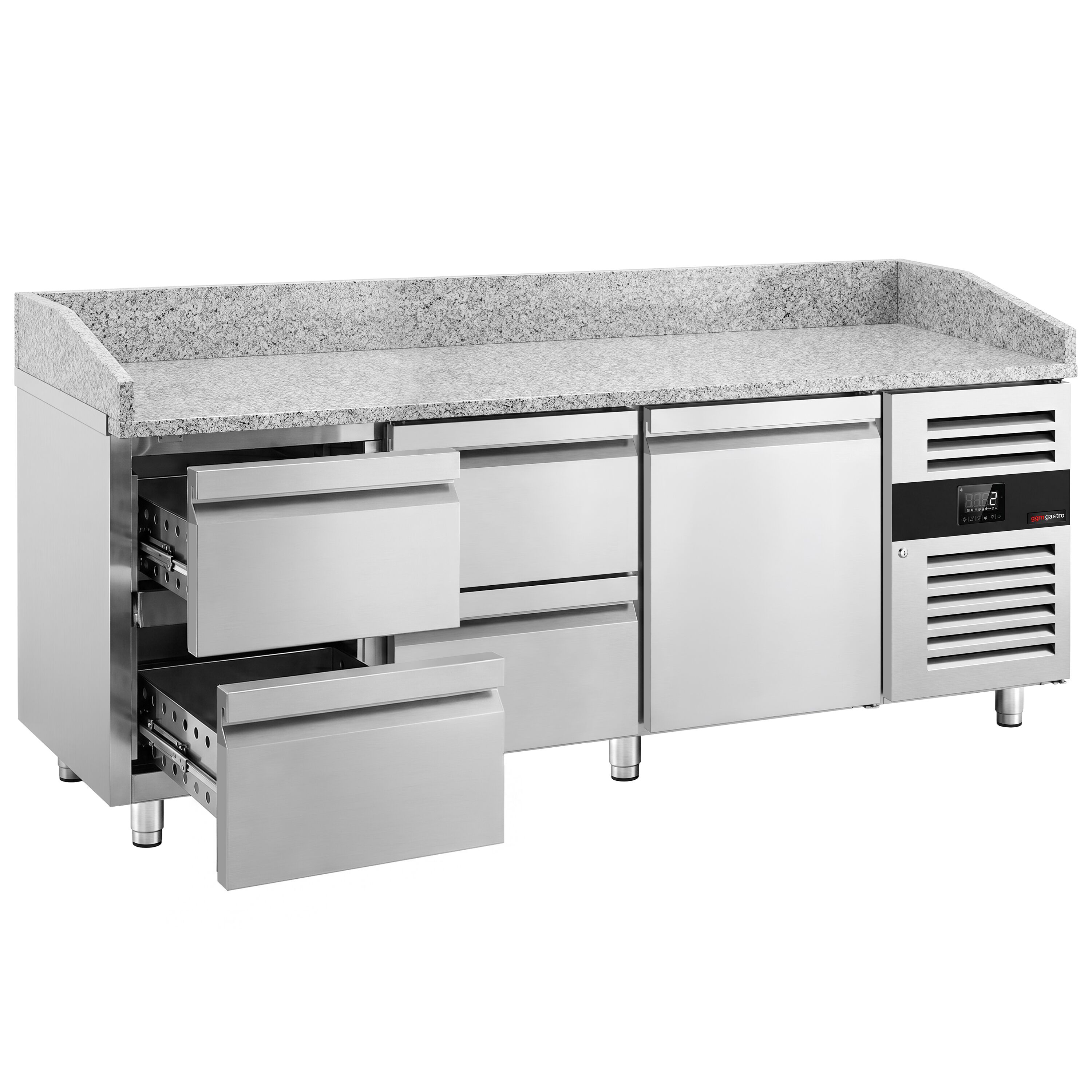 ECO pizza-hűtőpult – 2000x800 mm – 1 ajtóval és 4 fiókkal