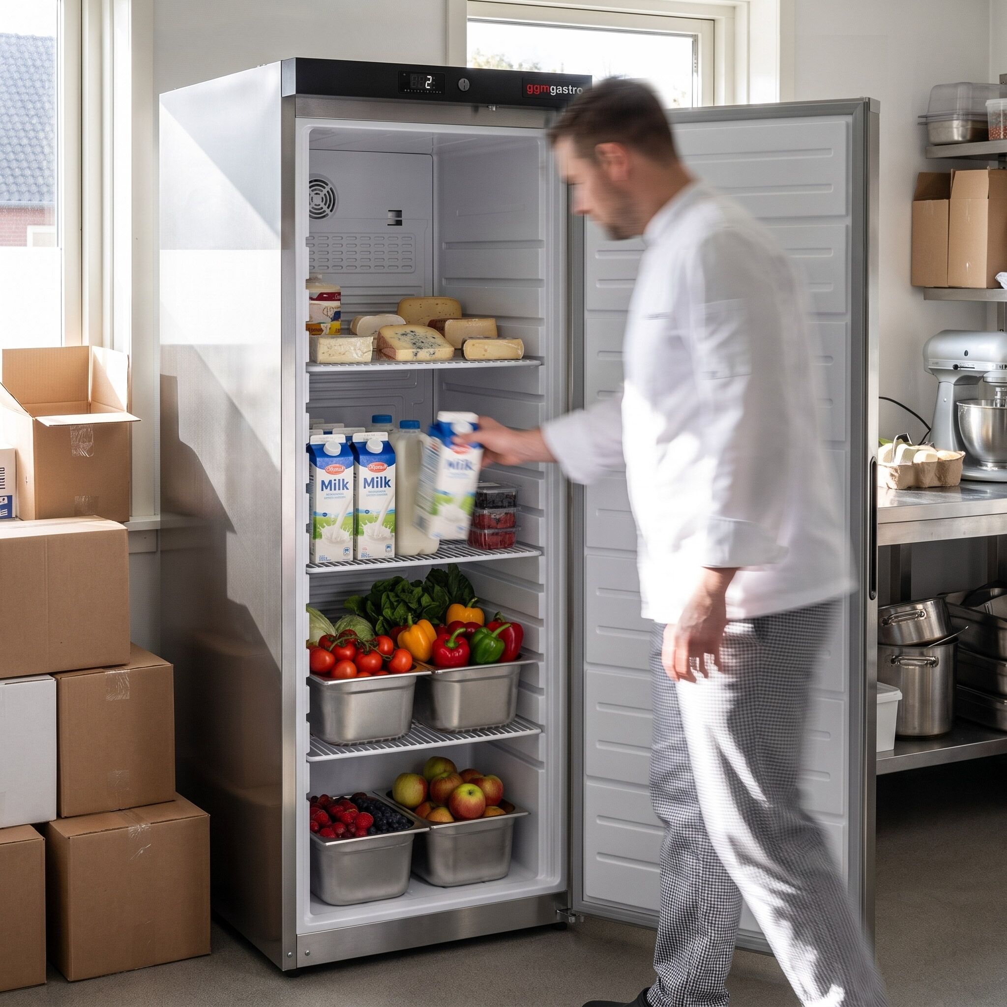 Réfrigérateur de stockage en acier inoxydable PREMIUM - 400 litres - à 1 porte