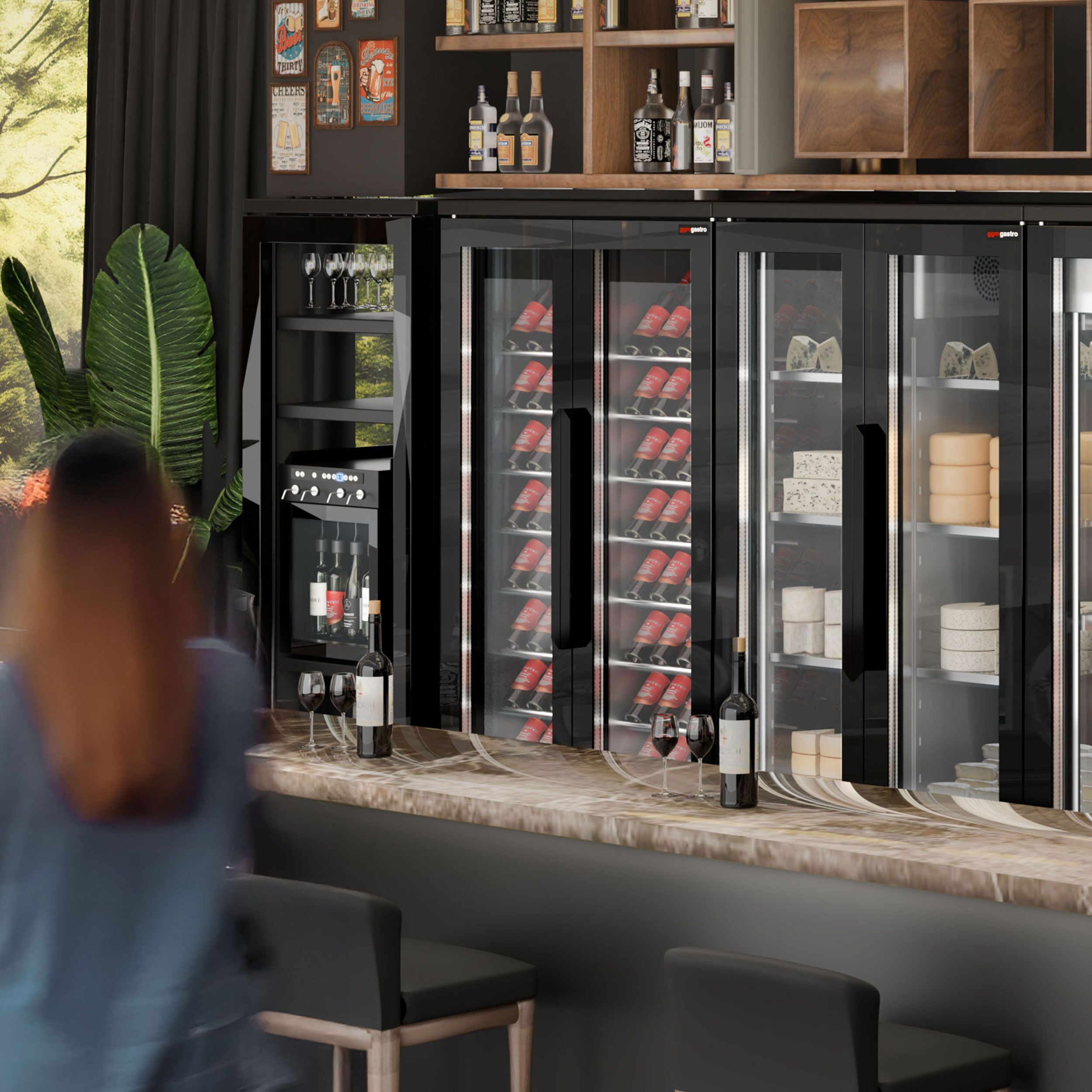 Distributeur de vin - 1 zone de température - réfrigéré - pour 4 bouteilles de vin