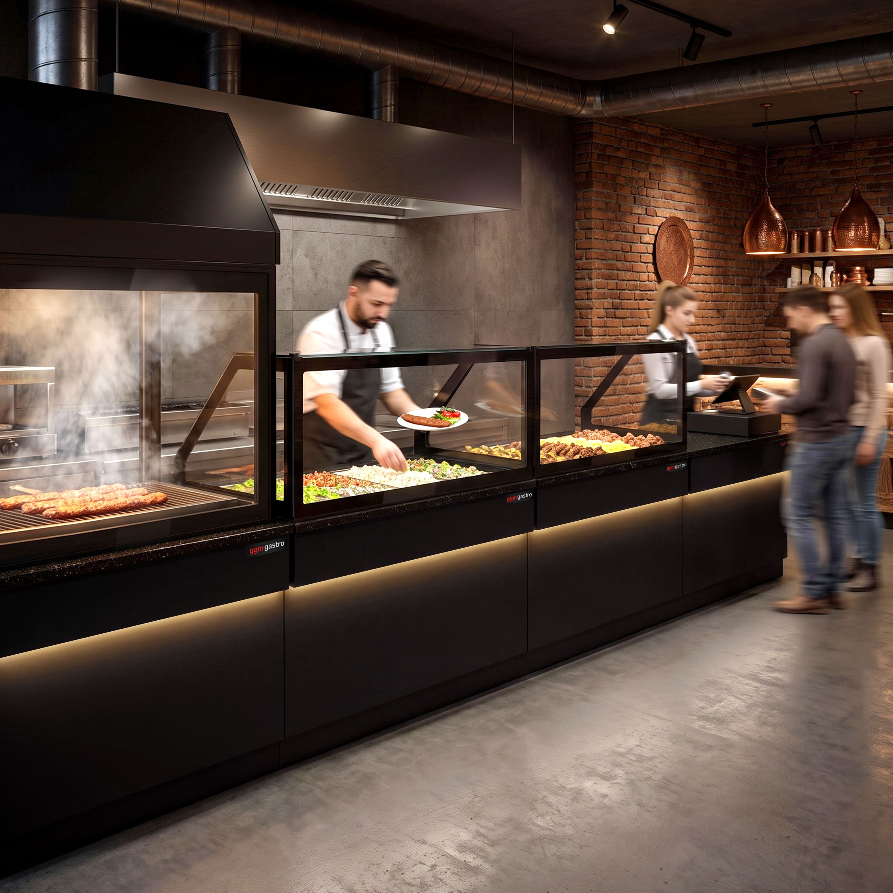 Table de caisse TORONTO – 900 mm – façade Noire – plan de travail en granit Noir