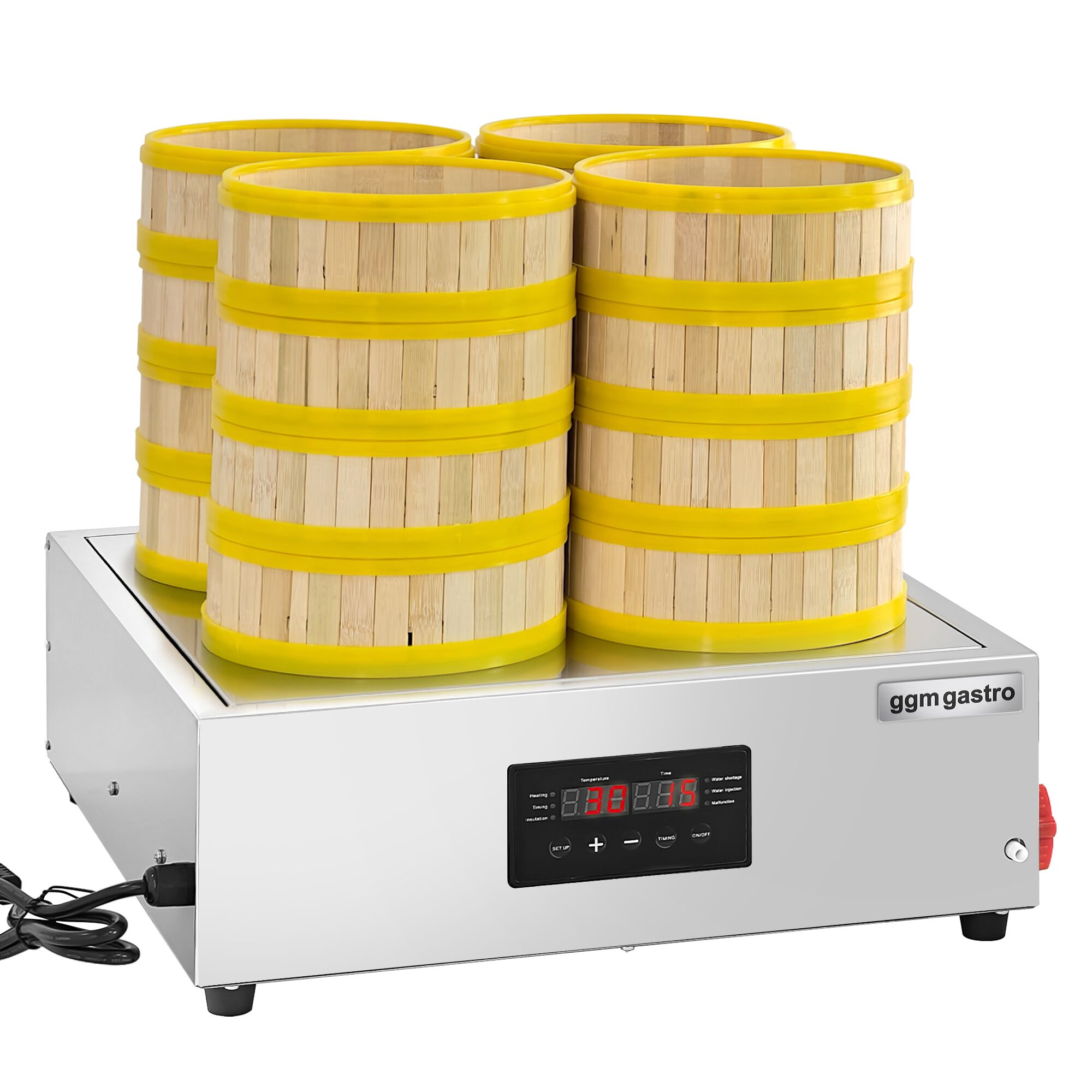 (2 pcs) - Cuiseur vapeur Dim Sum Professionnel - 2,5kW - Électronique - avec 32 paniers en bambou et 8 couvercles