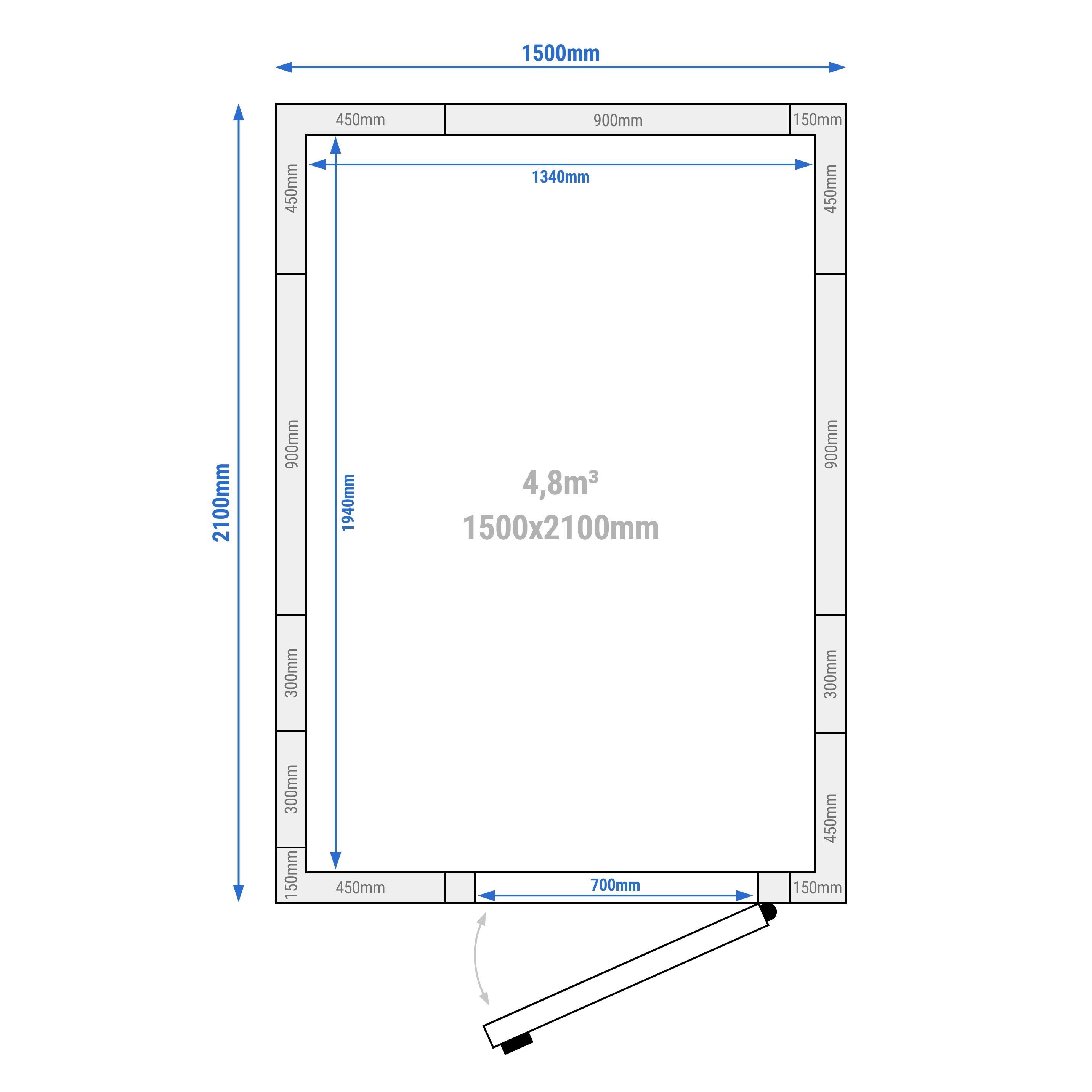 Chambre froide - 1500 x 2100 mm - 4,8 m³