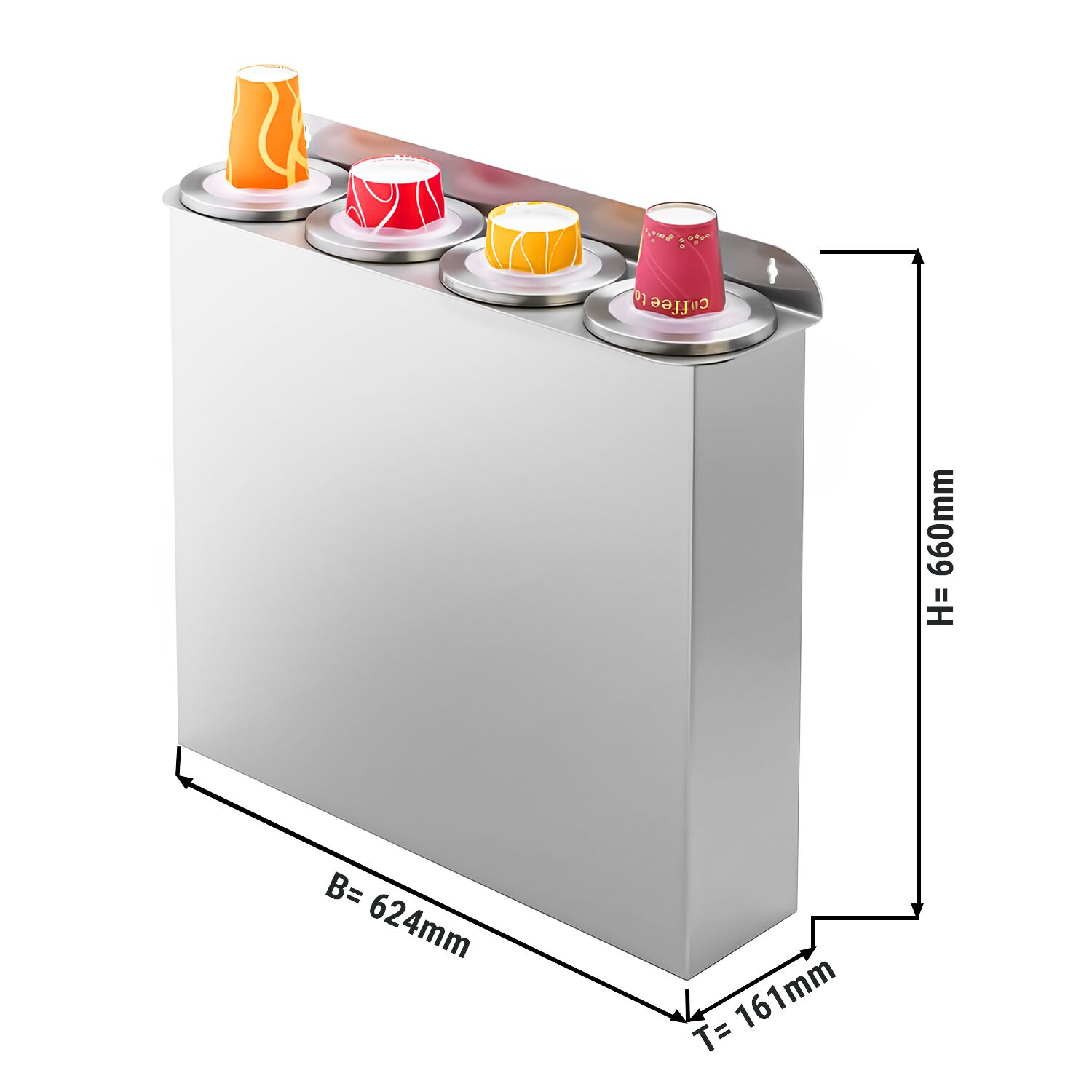 Quadruplo Dispenser porta bicchieri - con 4 dispenser - Plastica - da parete
