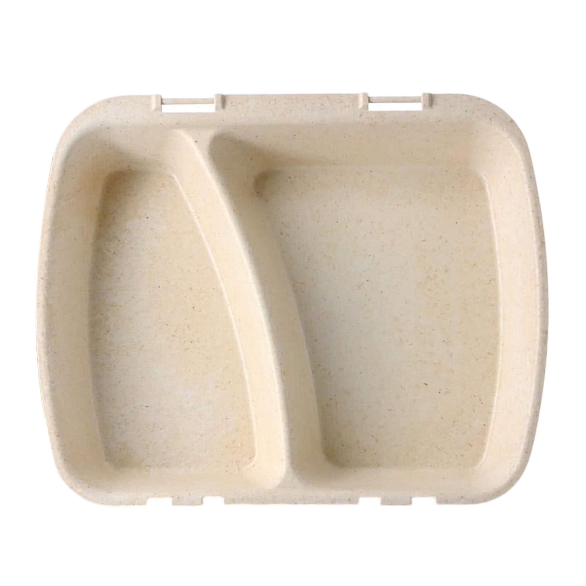 (60 pcs) Barquette réutilisable 2 compartiments - 245x200mm - Crème - Empilable