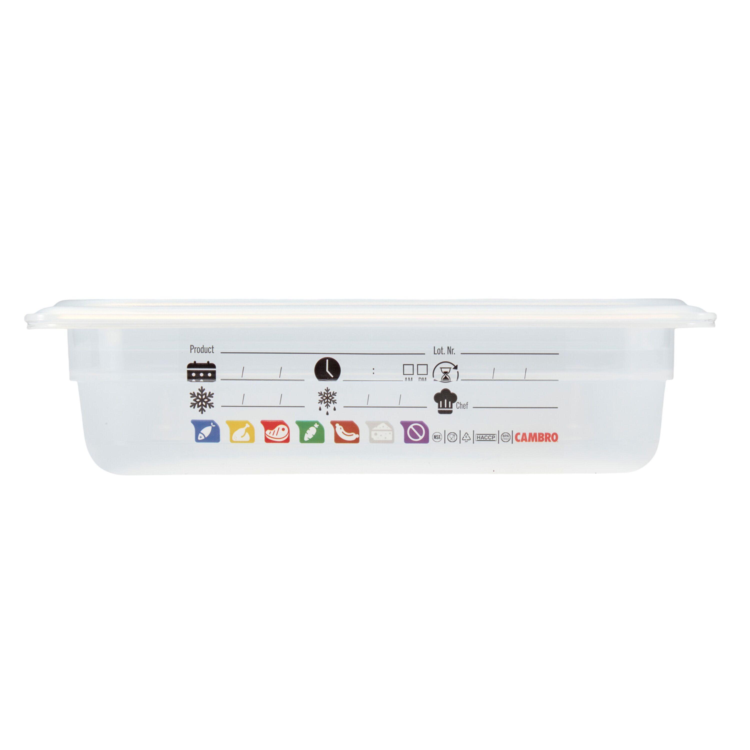 (6 pièces) CAMBRO | SafeTrak - Récipients en polypropylène GN 1/2 - laiteux - Hauteur : 65mm