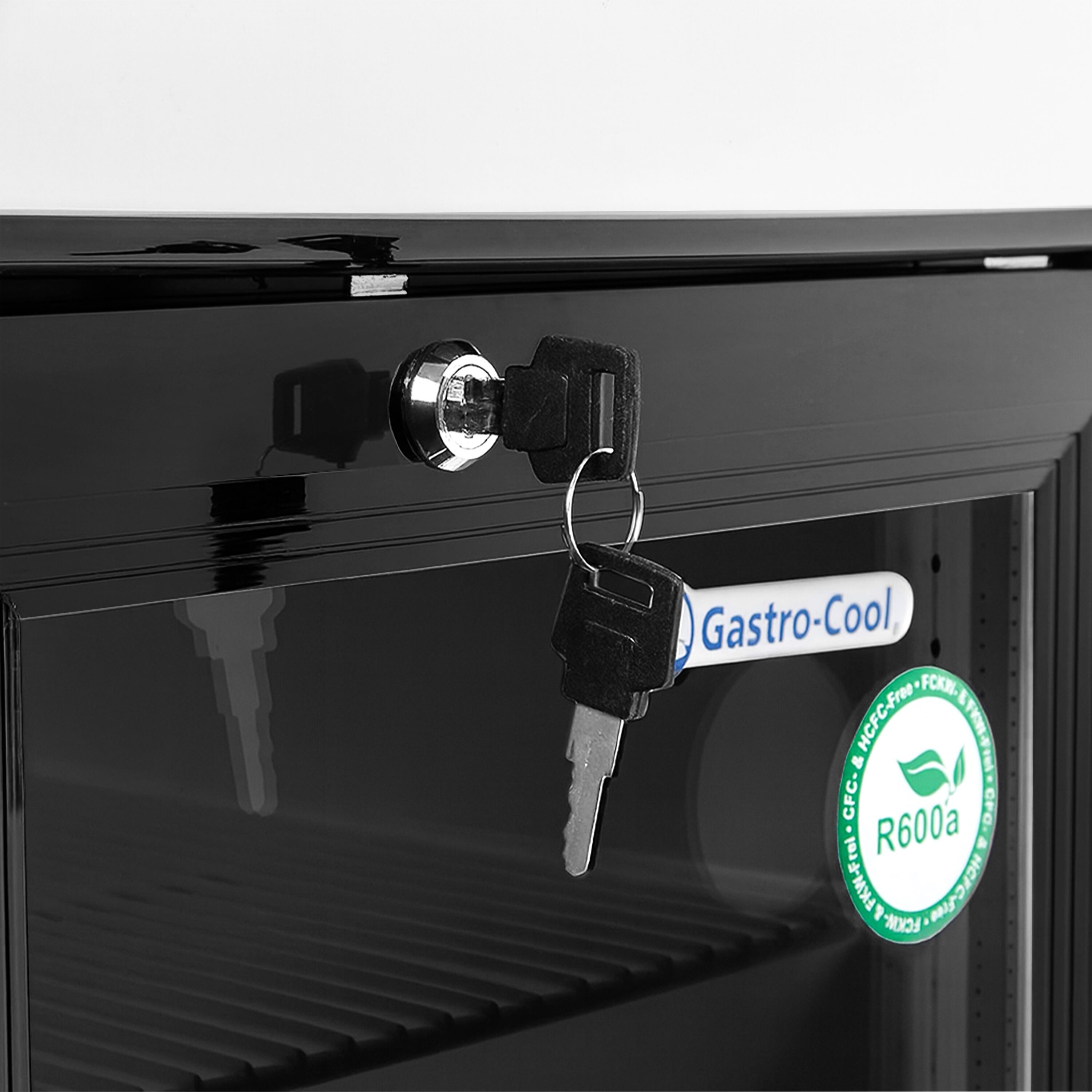 GASTRO-COOL | Réfrigérateur publicitaire avec enseigne lumineuse - 21 litres - avec 1 porte vitrée - Noir