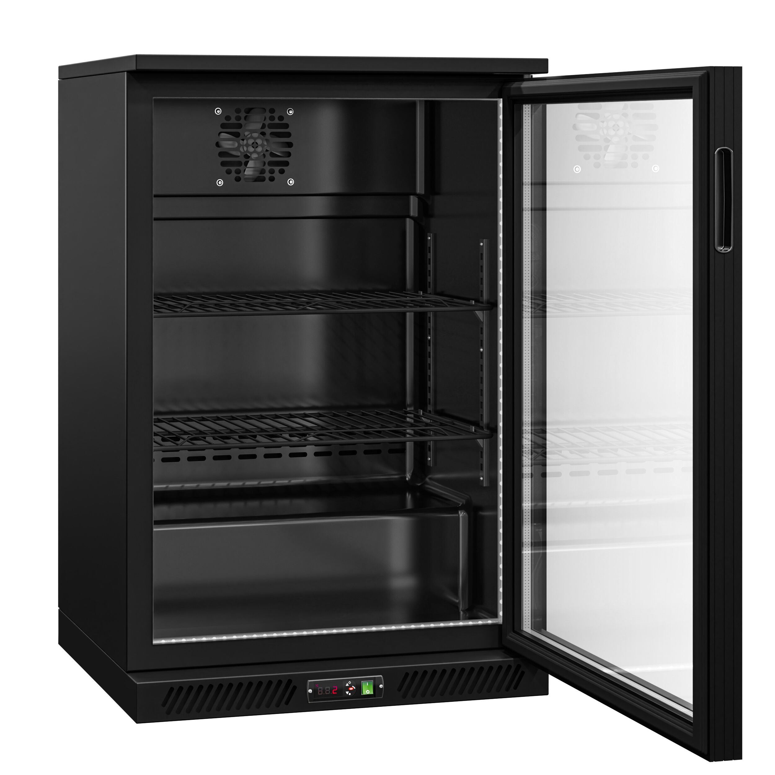 Commercial Back Bar Cooler - 600mm - 126L - with 1 glass hinged door - Black