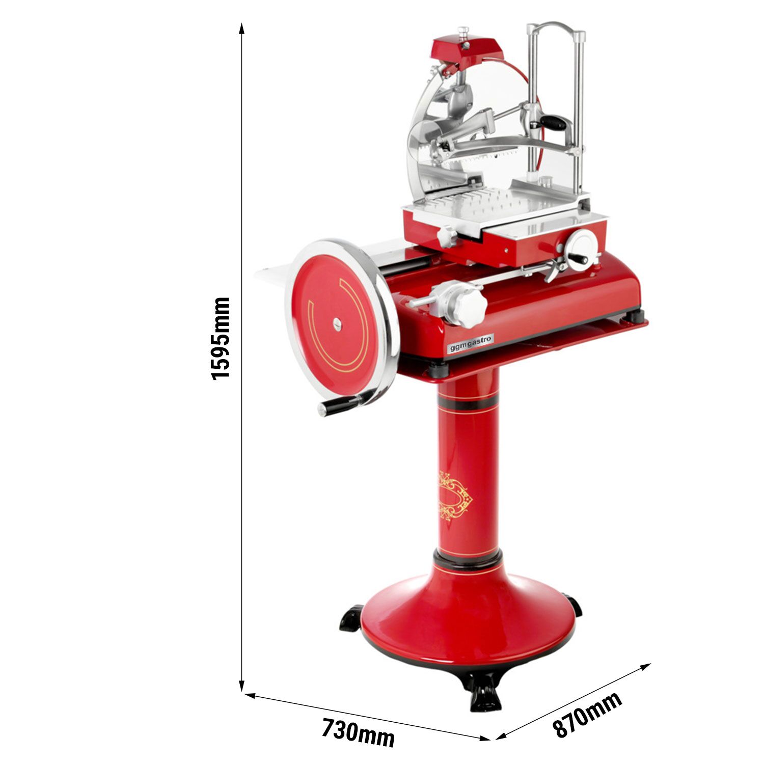 Trancheuse à volant rustique – Lame : Ø 370 mm – Rouge – incl. soubassement