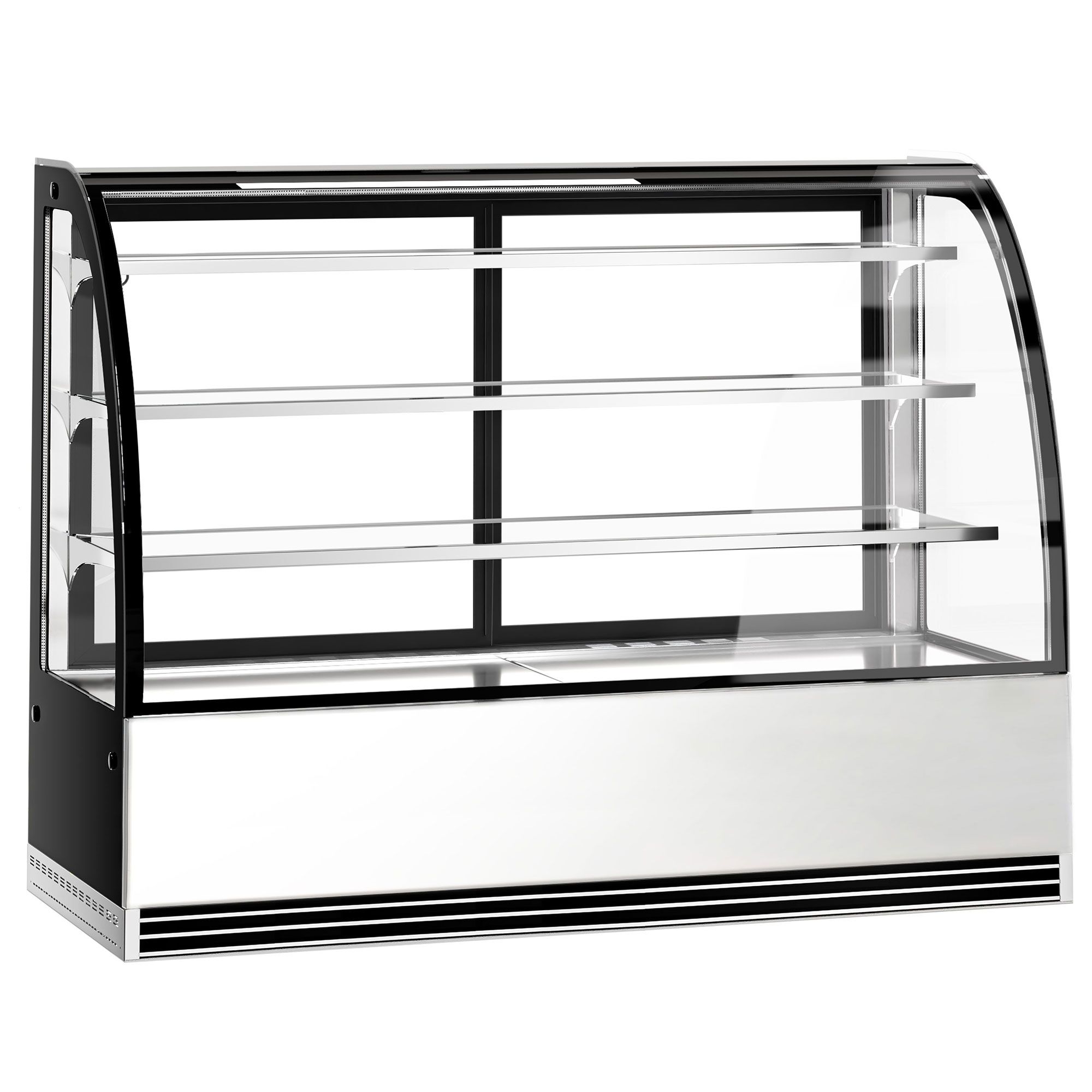 Vitrine de comptoir réfrigérée - 633L - 1800mm - Double vitrage - avec 3 étagères en verre - portes coulissantes vitrées arrière - pour pâtisseries - Pour FR