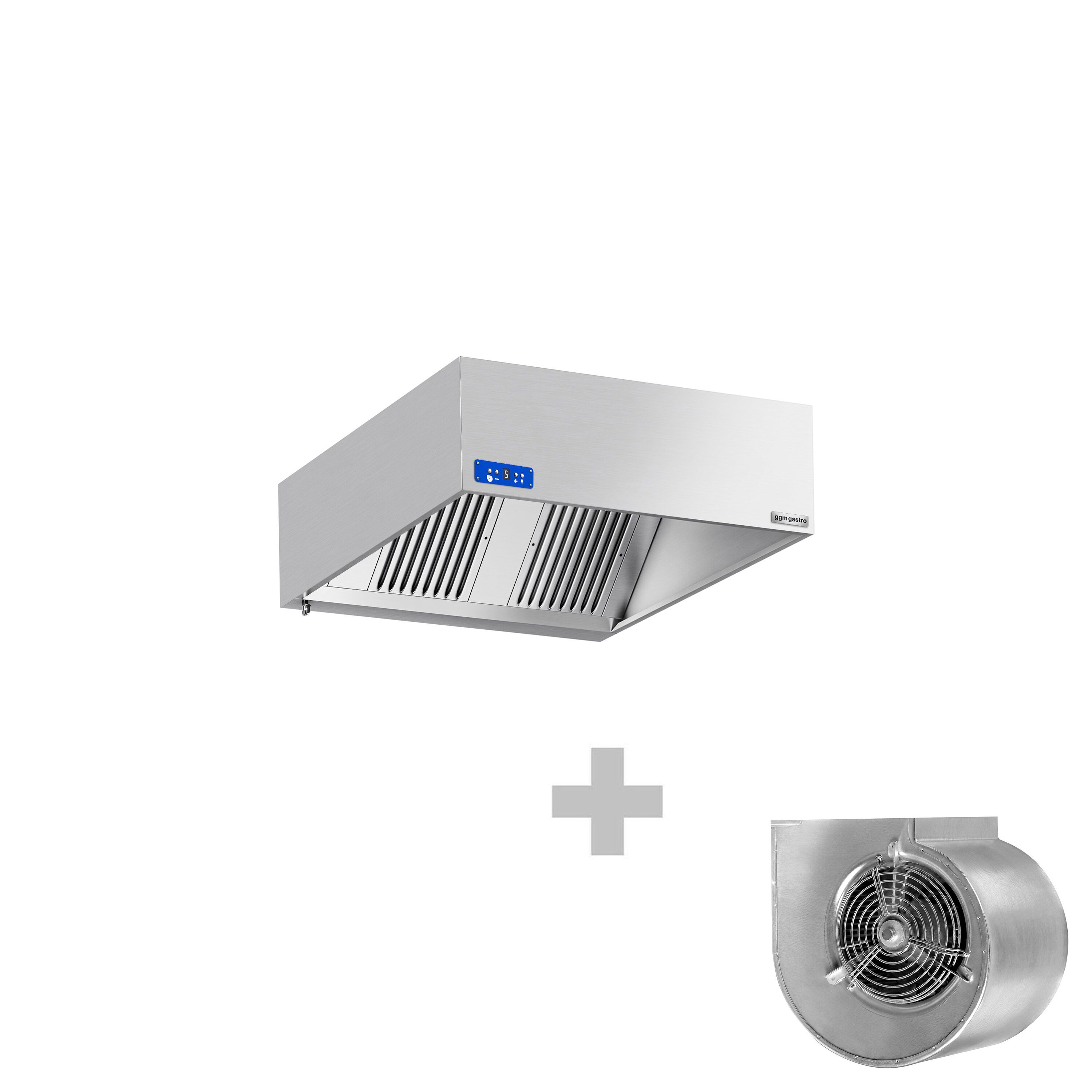 Commercial Wall-Mounted Extractor Hood with Motor - 1200mm - with Speed Controller, Baffle Filters & Lighting