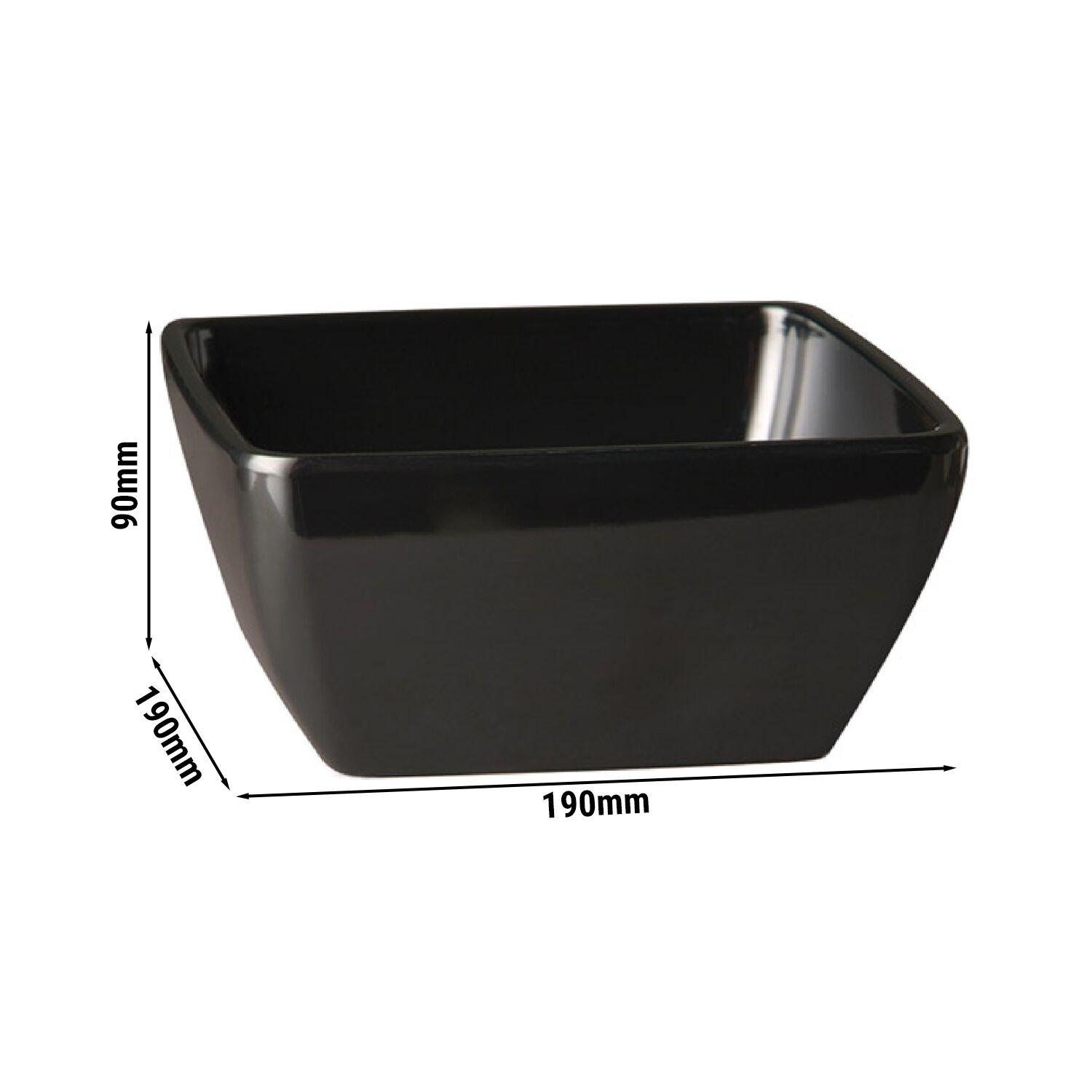 (6 pcs) Coupe - PURE COLOR - Mélamine - 1,5L - carré - 190x190mm - Profondeur : 90mm - Noir