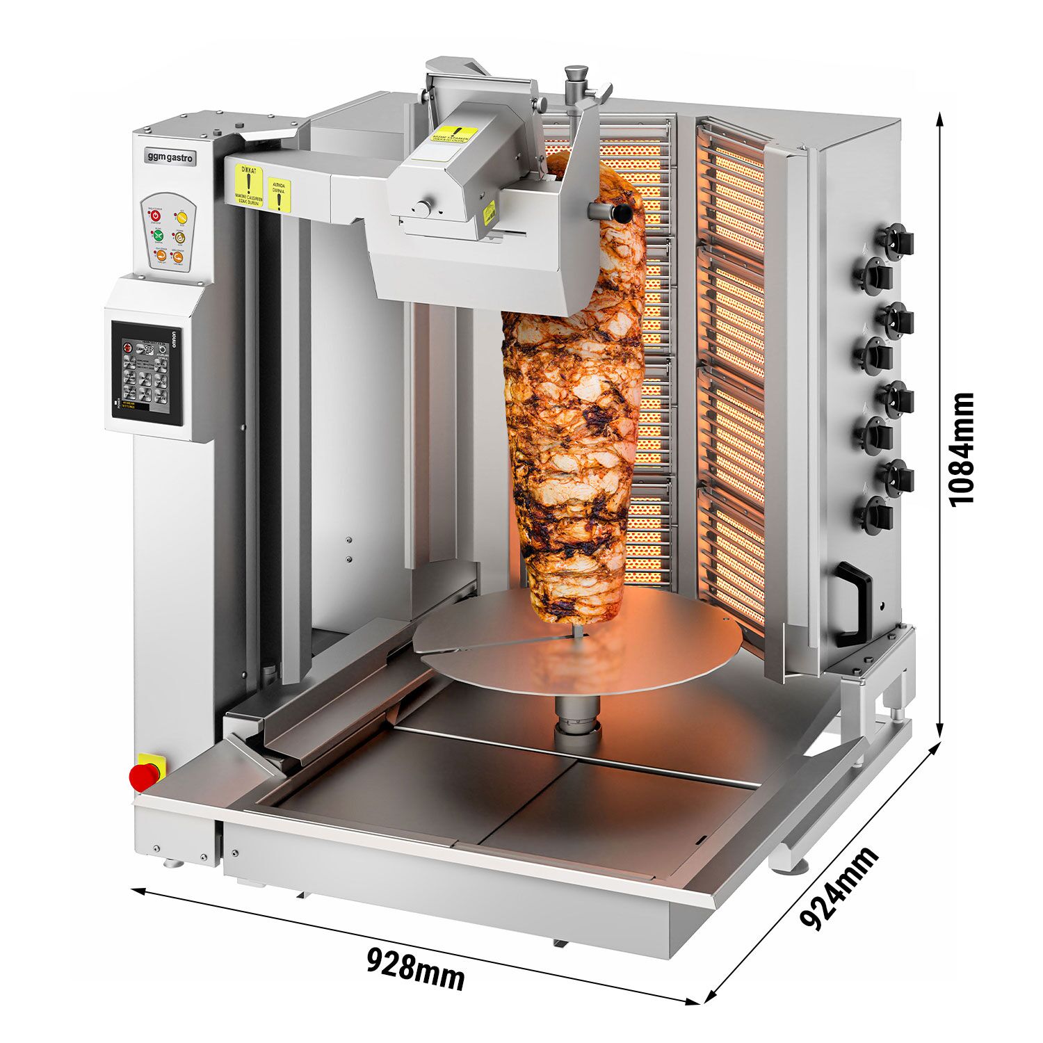 Gas Doner Kebab Grill - 8 Burner - up to 130kg - 26.6kW - incl. 1 skewer & drip tray
