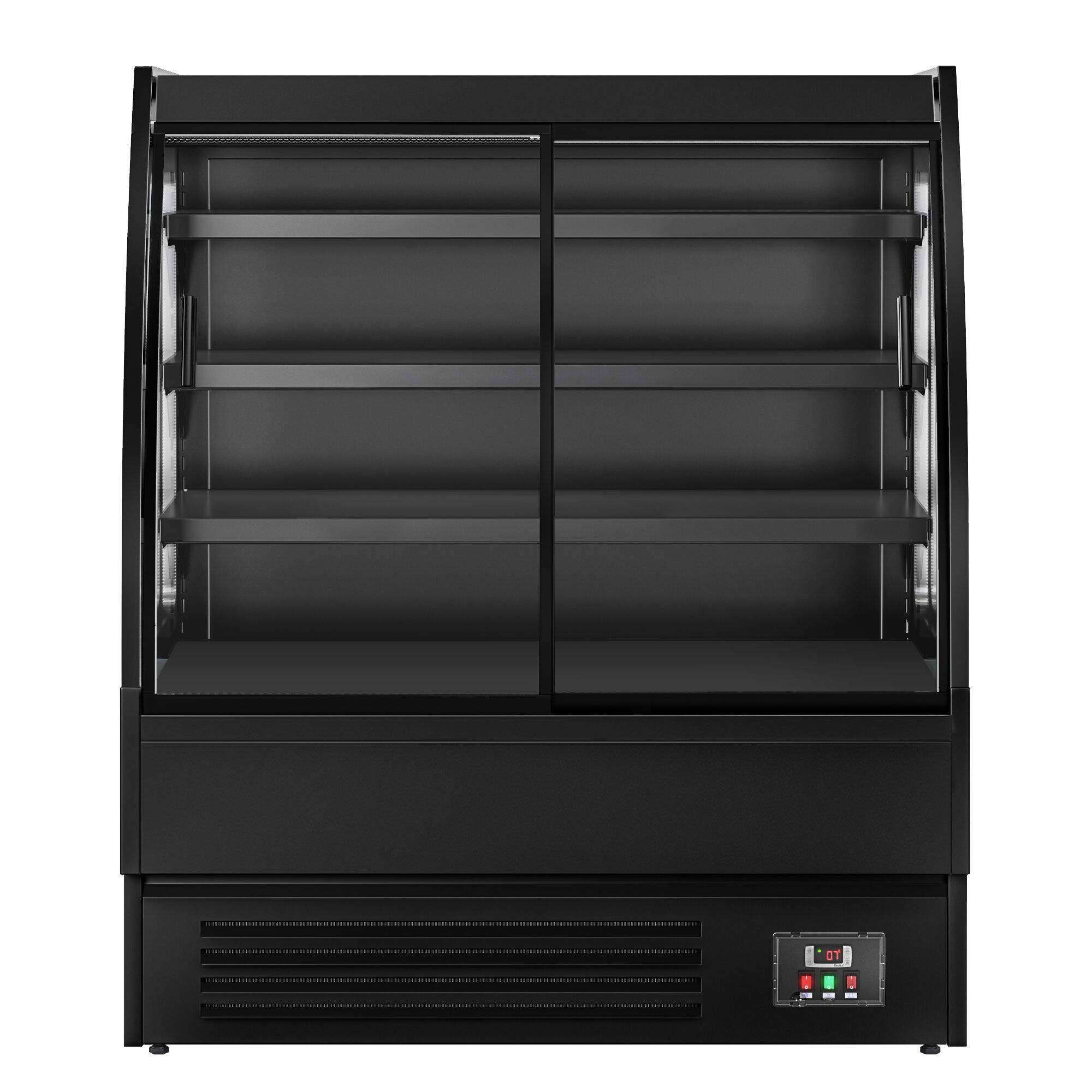 Vitrine murale réfrigérée - 1200mm - 380L - avec 2 portes coulissantes vitrées & 3 étagères - arrière fermé - Noir