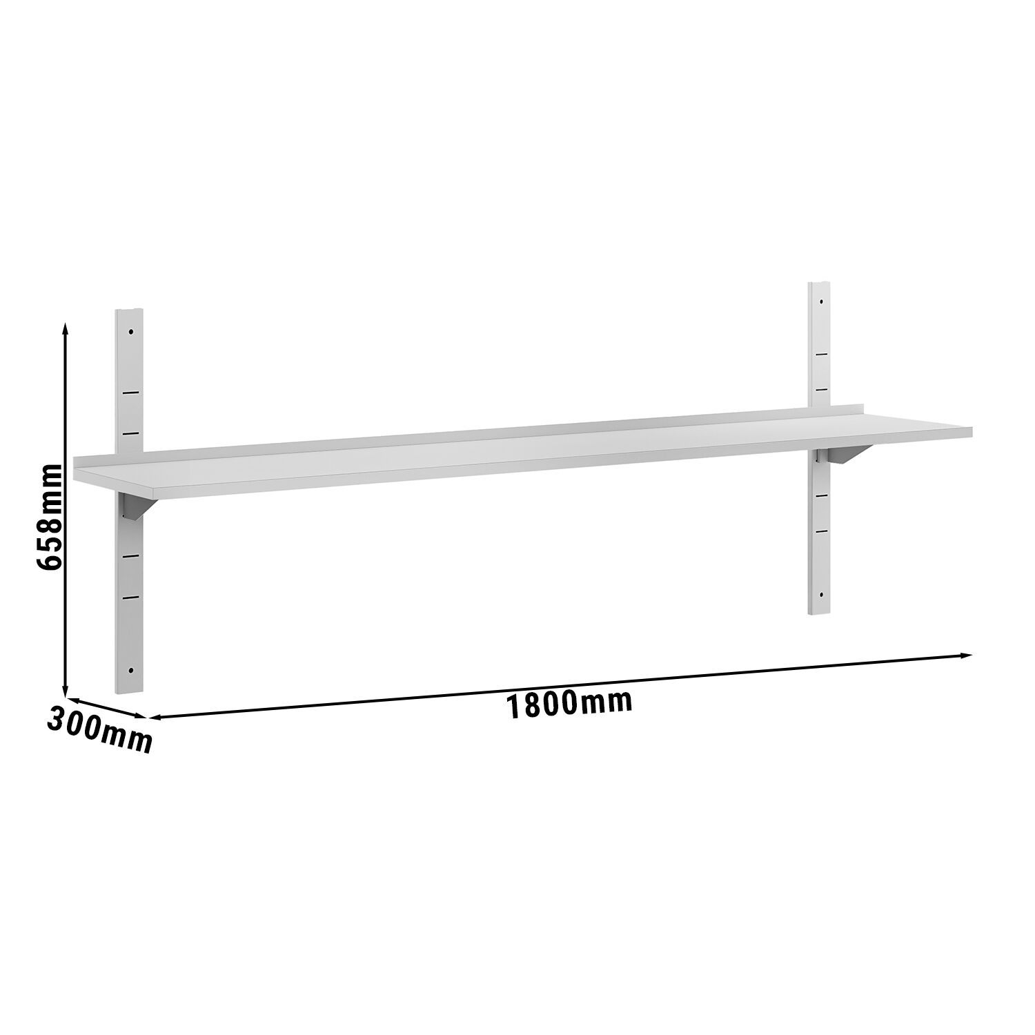 Étagère murale ECO en inox - 1800 × 300 mm - avec 1 étage