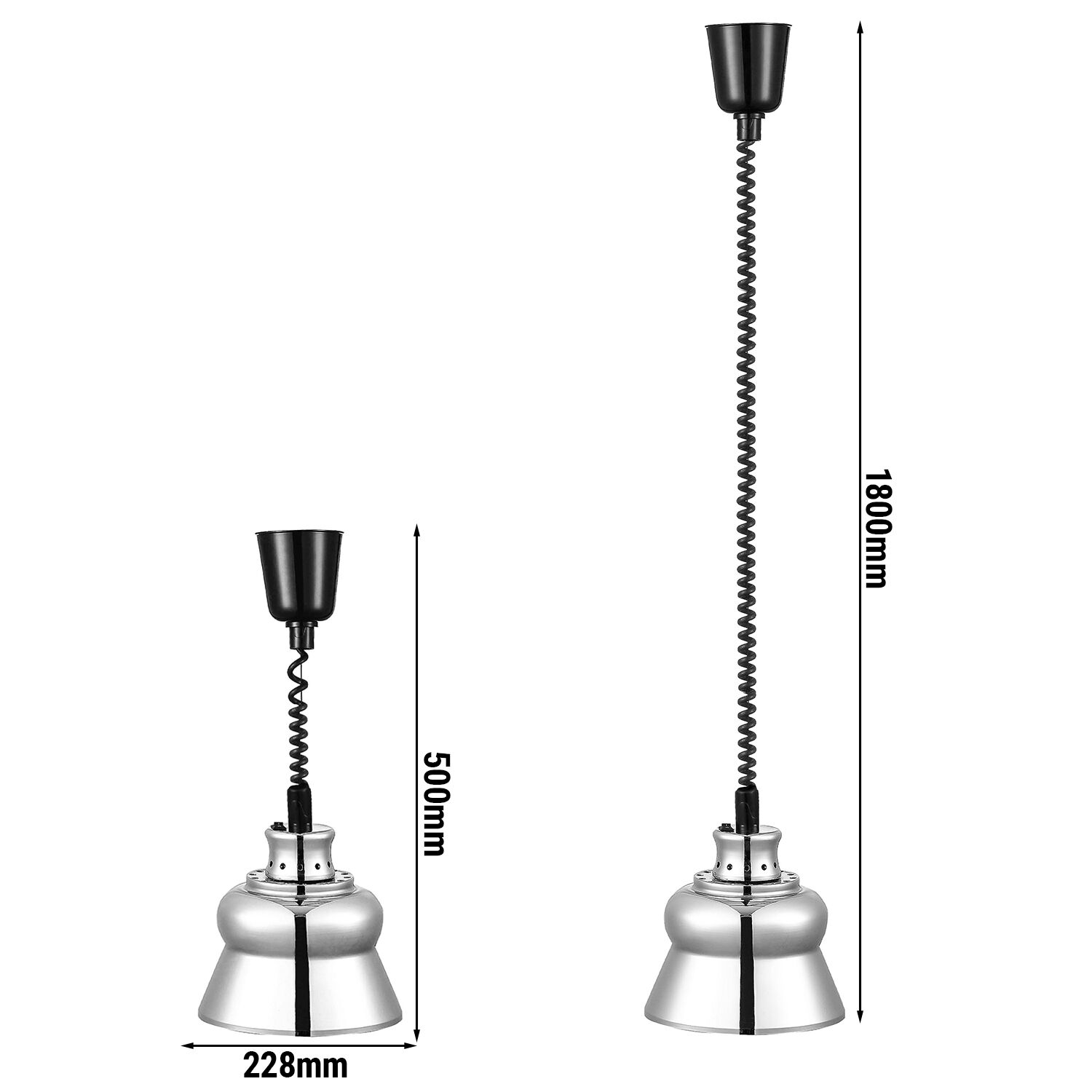 Lampe chauffante infrarouge – Ø 228 mm – Argent