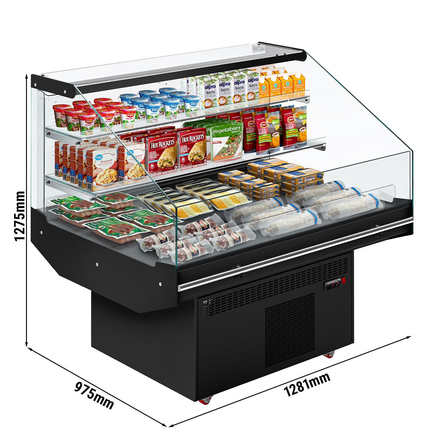 Îlot réfrigéré - 1281x975mm - 180 L - Libre-service - Noir